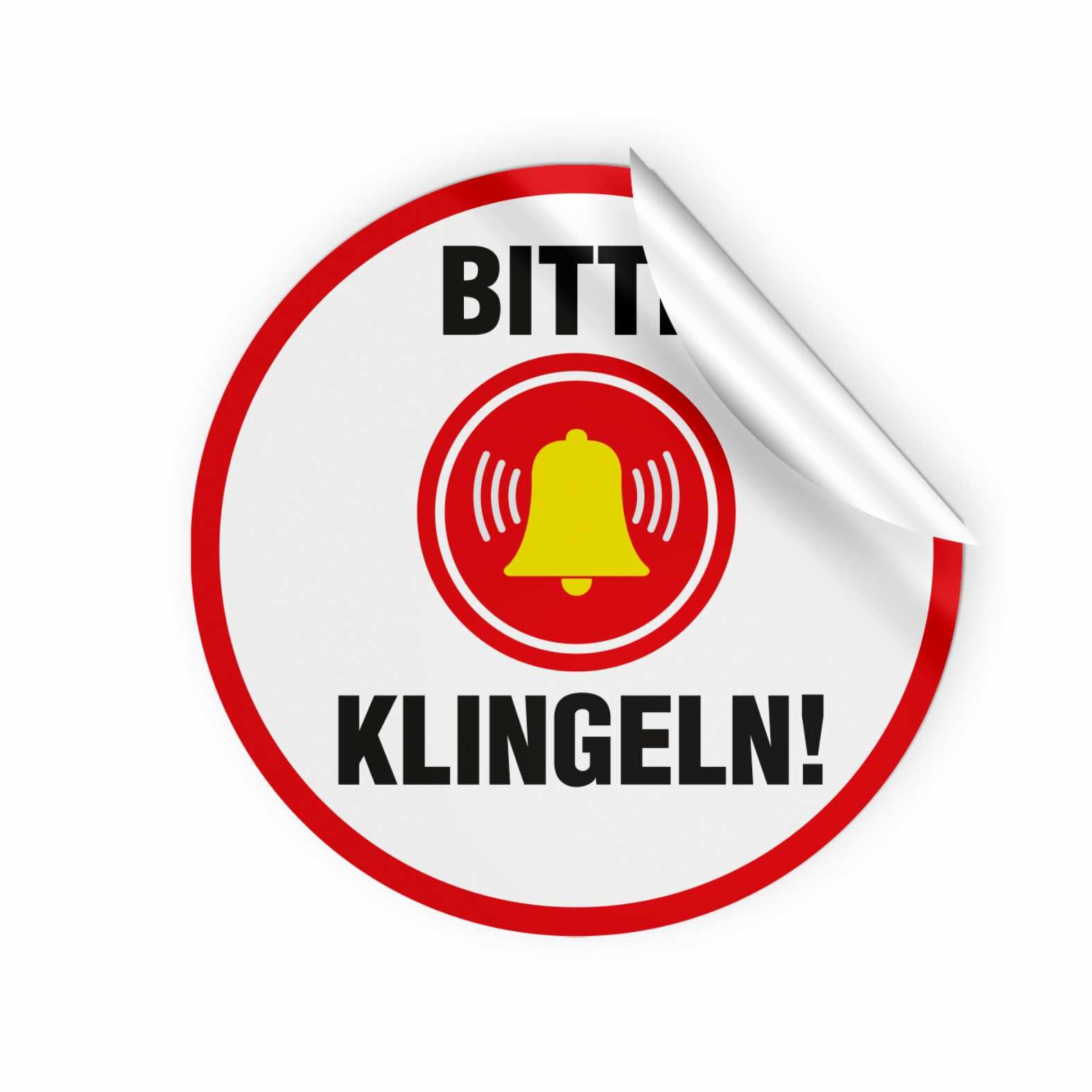 Aufkleber "Bitte klingeln " - Hinweisaufkleber für den Innen- und Außenbereich - Folie selbstklebend - FOTOFOL