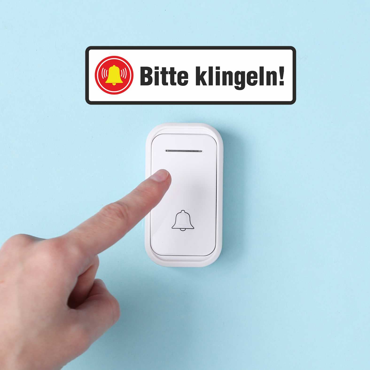 Aufkleber "Bitte klingeln " - Hinweisaufkleber für den Innen- und Außenbereich - Folie selbstklebend - FOTOFOL