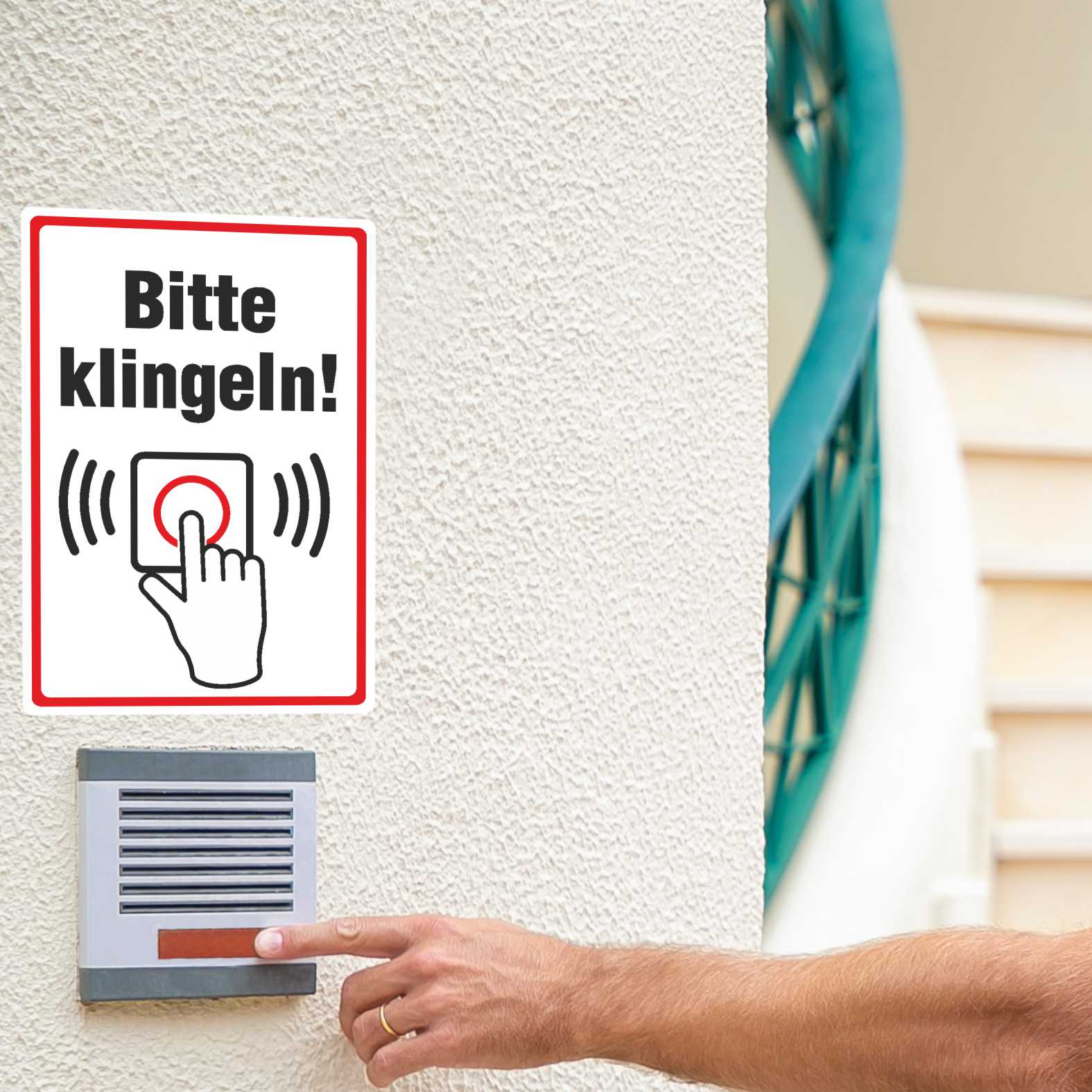 Aufkleber 20x29cm "Bitte klingeln" - Hinweisaufkleber für den Innen- und Außenbereich - Folie selbstklebend - FOTOFOL