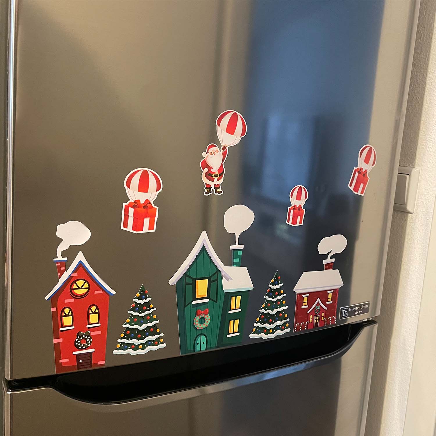 Aufkleber Weihnachten Häuser - Weihnachtsmann-Geschenke, Weihnachtsdekoration –  Möbel, Kühlschrank, Fenster, Wand, Laptop - FOTOFOL