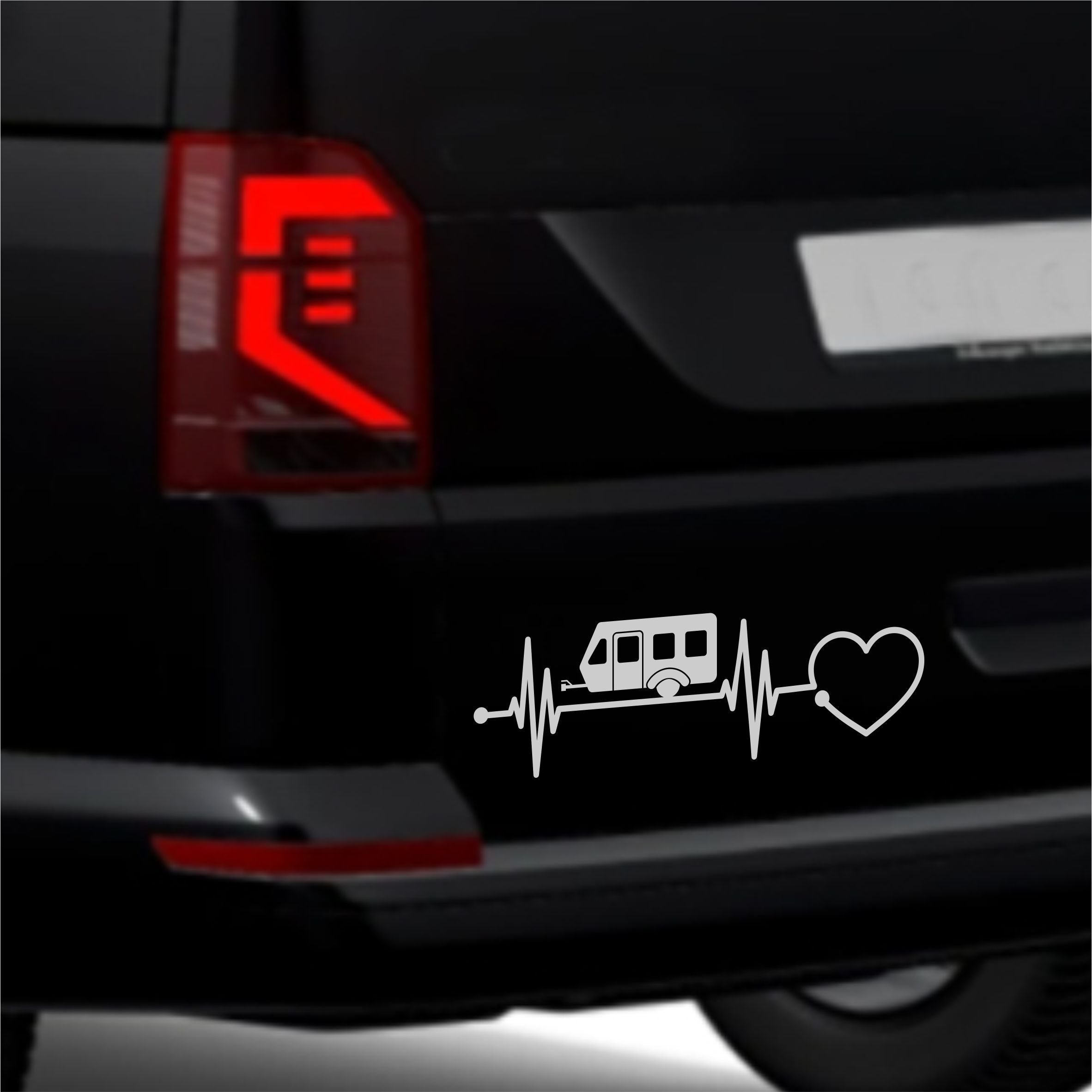 Aufkleber Wohnwagen Herzschlag 30cm - Herz Diagramm - Aufkleber für Camper, Wohnmobil, Wohnwagen Fahrzeuge - FOTOFOL