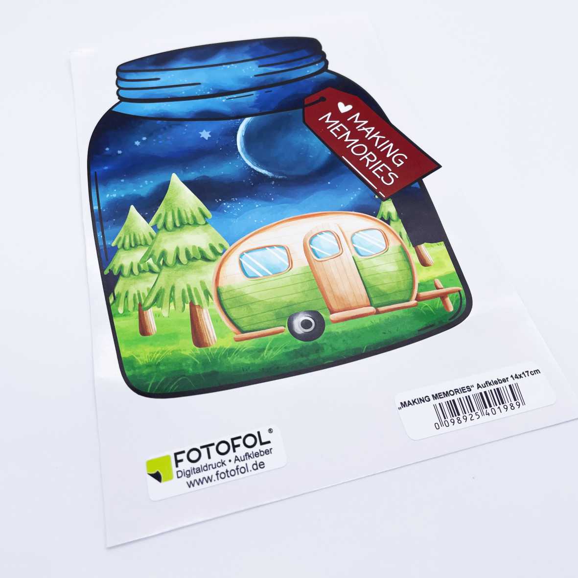 Aufkleber "Making Memories"- Aufkleber 14x17cm selbstklebend für alle Campingfans - perfekt für Möbel, Wand, Laptop, Tagebuch - FOTOFOL