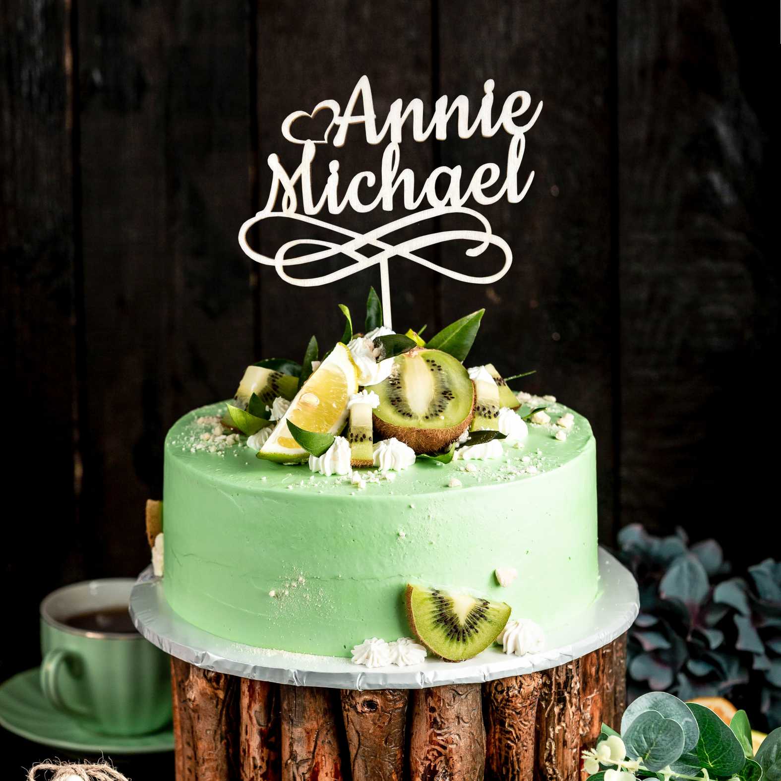 CAKE TOPPER mit personalisierten Wunschname aus Holz - Tortendeko & Kuchendeko - FOTOFOL