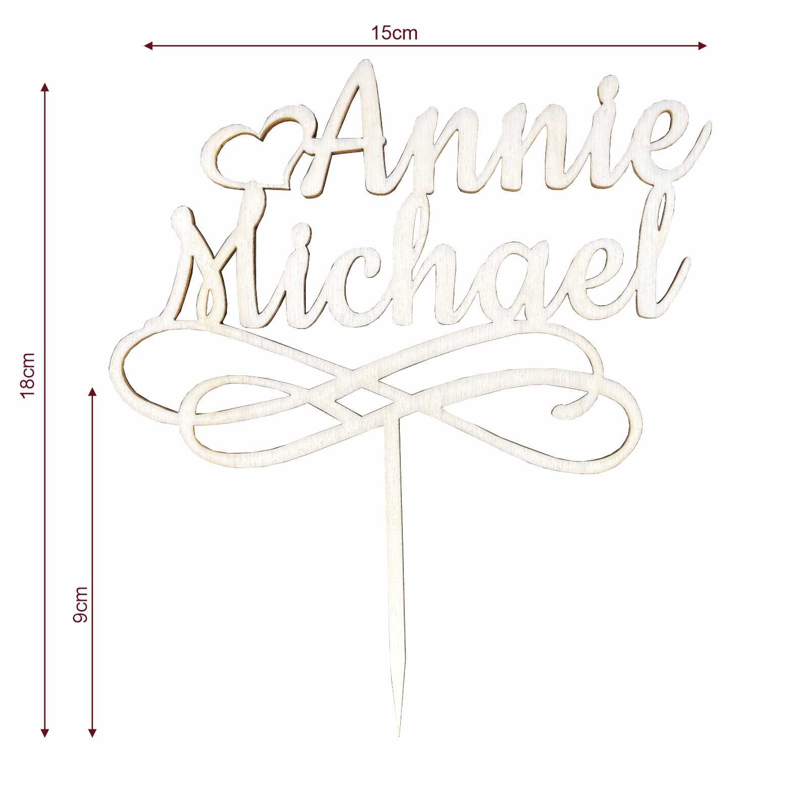 CAKE TOPPER mit personalisierten Wunschname aus Holz - Tortendeko & Kuchendeko - FOTOFOL