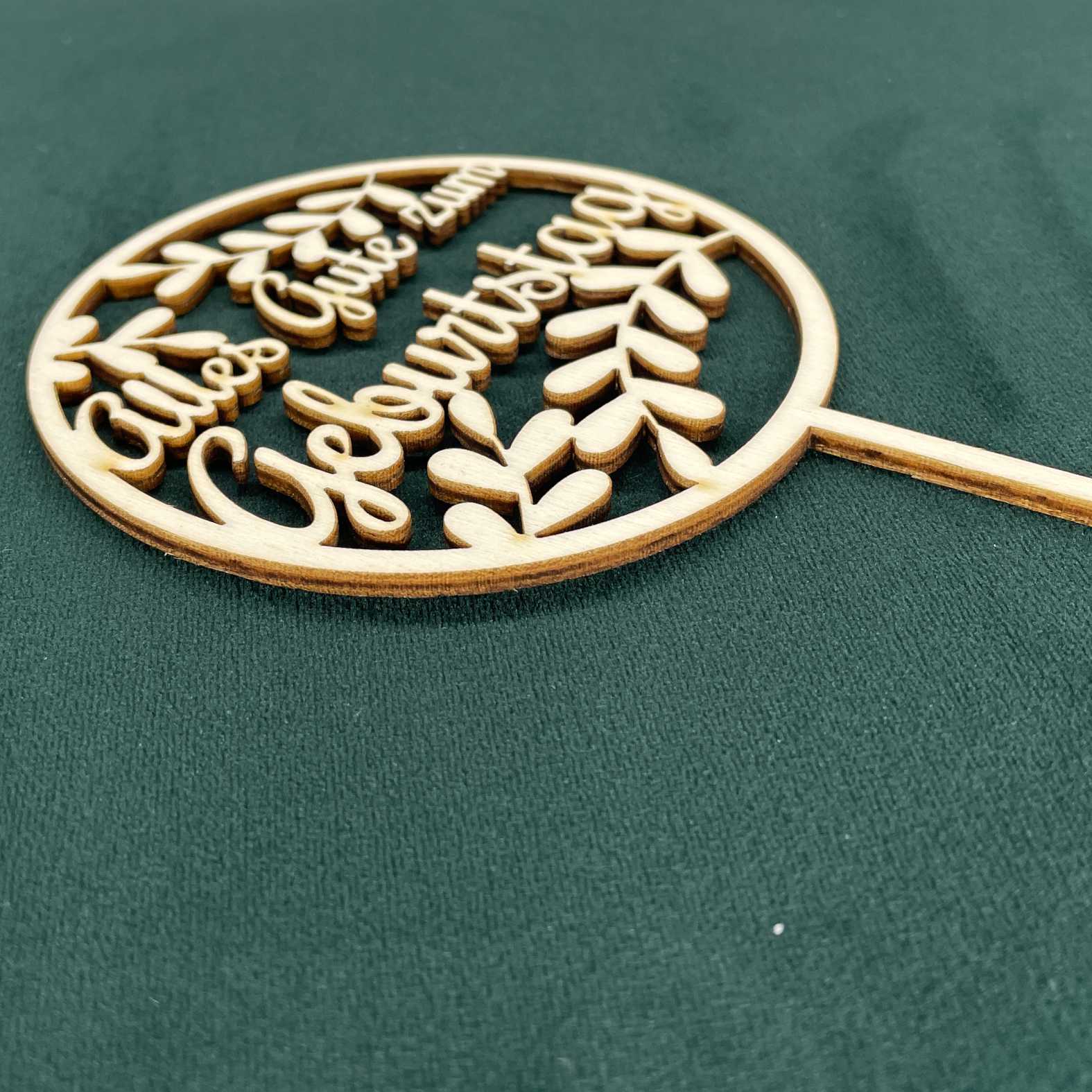 CAKE TOPPER "Alles Gute zum Geburtstag" aus Holz - Tortendeko & Kuchendeko - FOTOFOL
