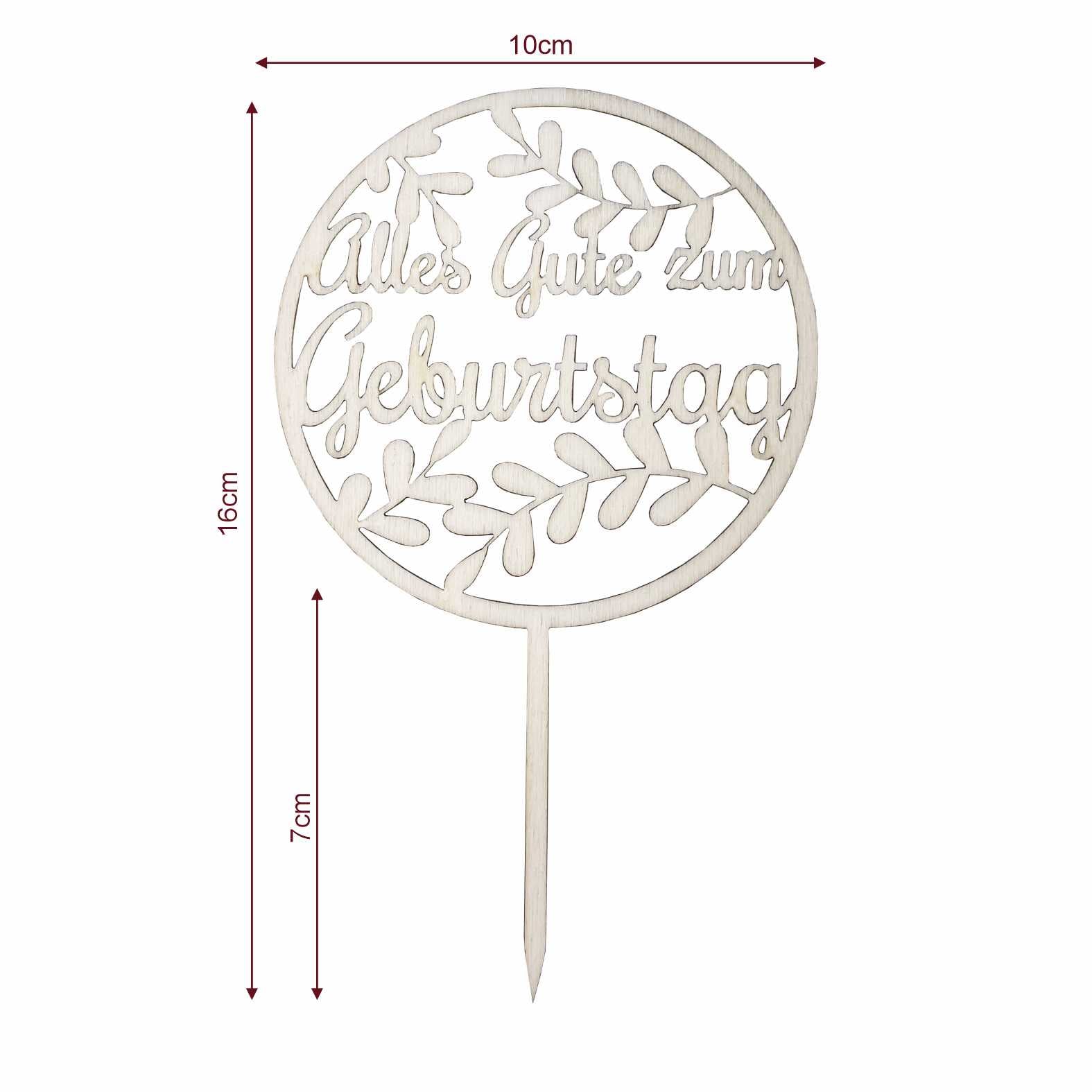 CAKE TOPPER "Alles Gute zum Geburtstag" aus Holz - Tortendeko & Kuchendeko - FOTOFOL