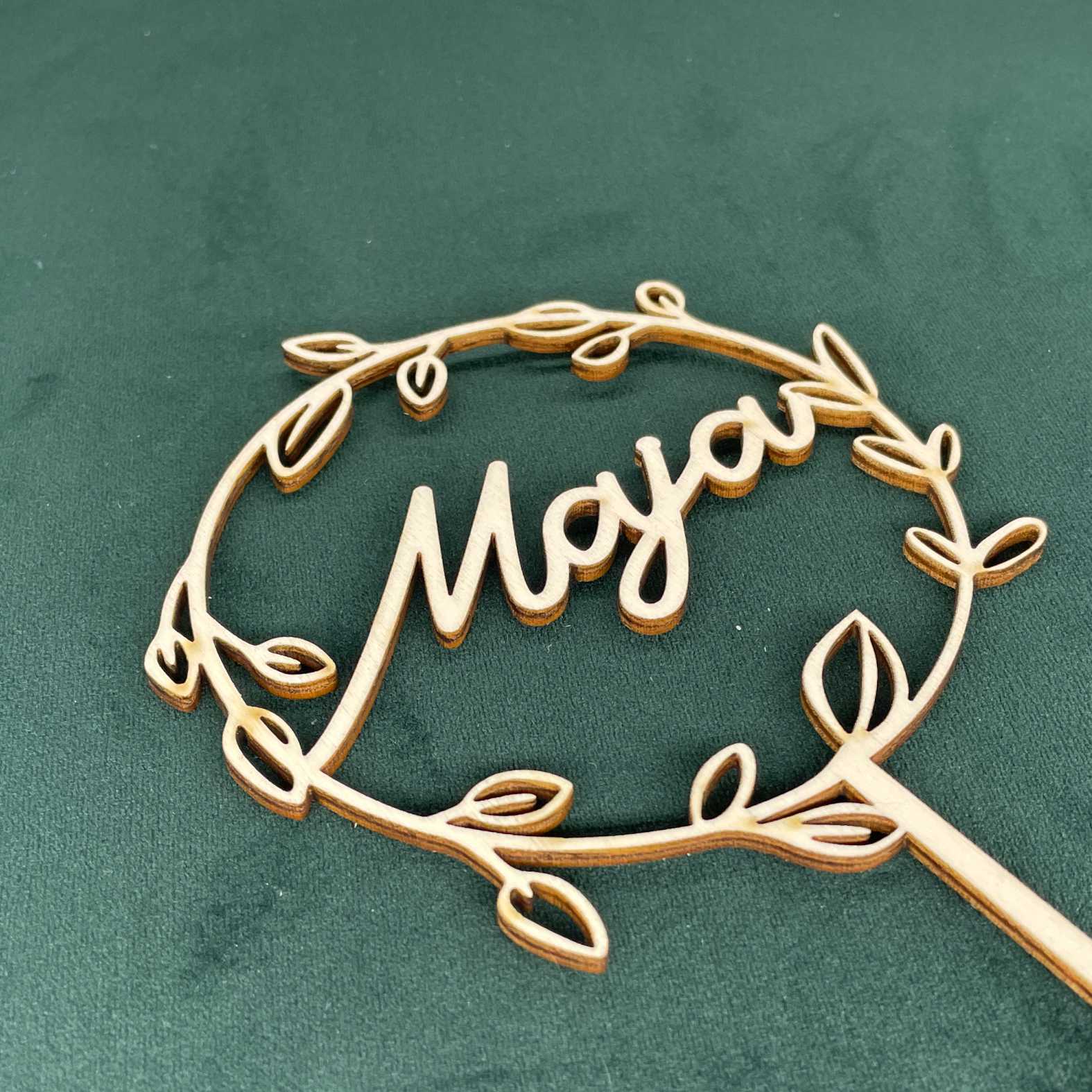 CAKE TOPPER Wunschname personalisiert runder Blumenkranz- Tortendeko & Kuchendeko - FOTOFOL