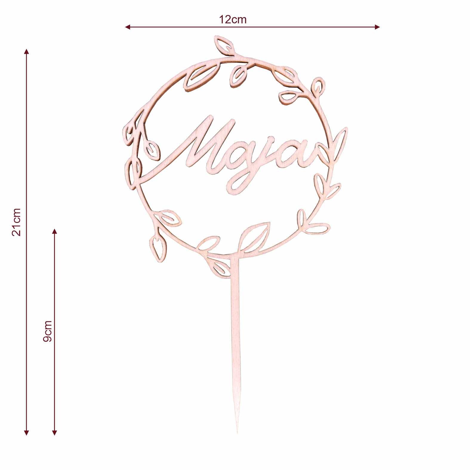 CAKE TOPPER Wunschname personalisiert runder Blumenkranz- Tortendeko & Kuchendeko - FOTOFOL