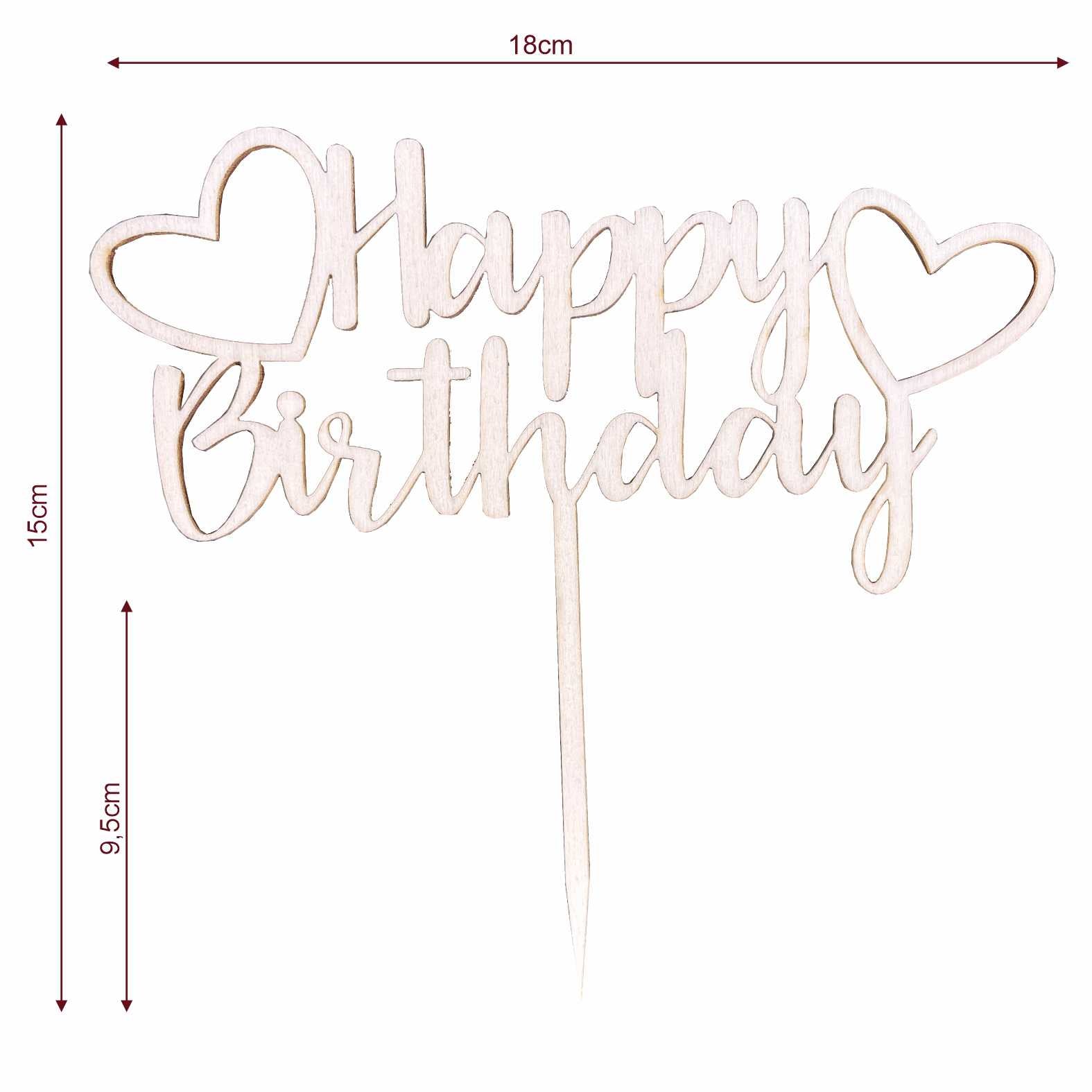 CAKE TOPPER "Happy Birthday" aus Holz - Tortendeko & Kuchendeko - FOTOFOL