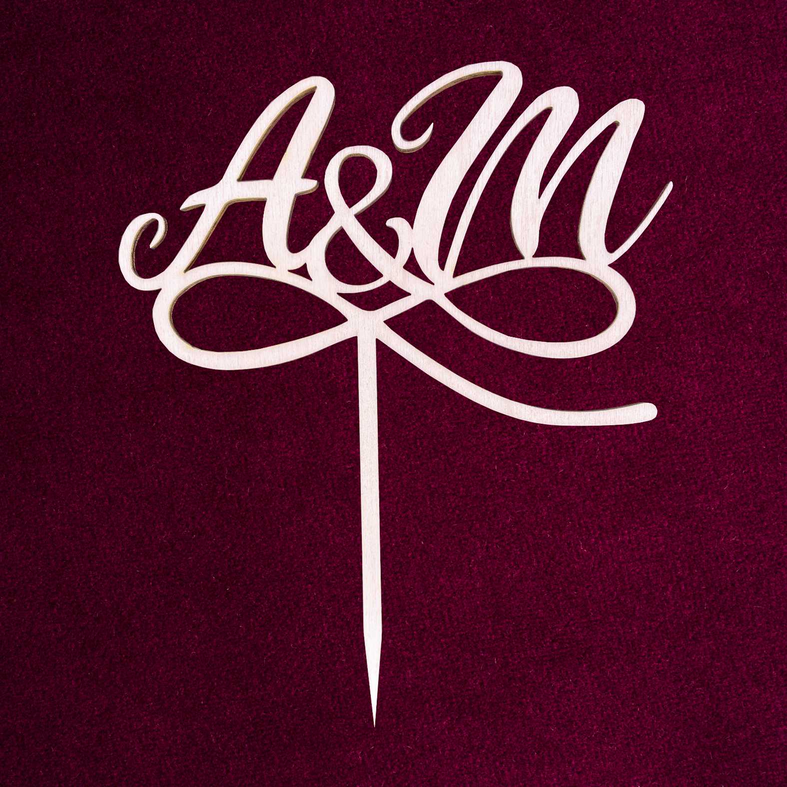 CAKE TOPPER Hochzeit Initialen personalisiert aus Holz - Tortendeko & Kuchendeko - FOTOFOL