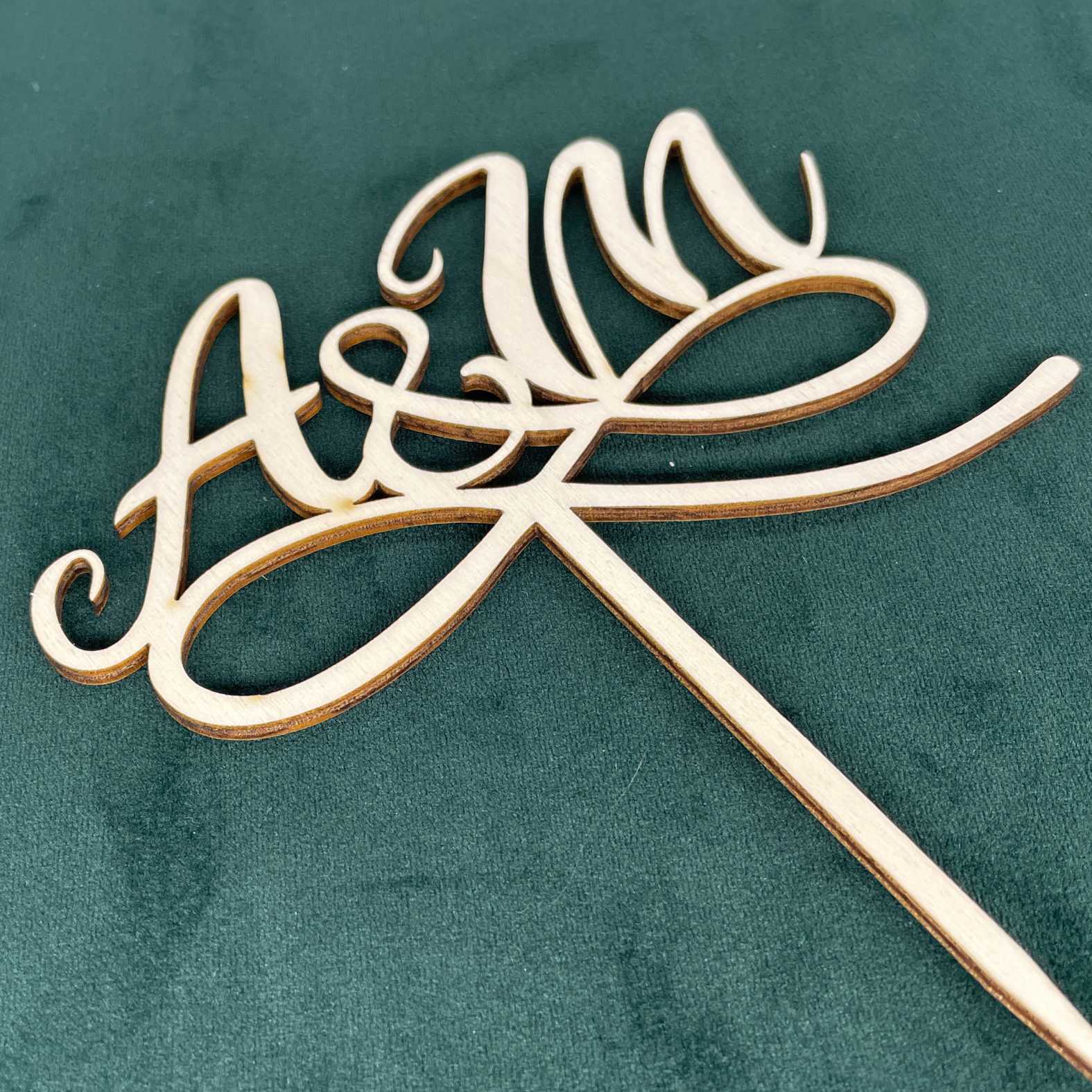CAKE TOPPER Hochzeit Initialen personalisiert aus Holz - Tortendeko & Kuchendeko - FOTOFOL