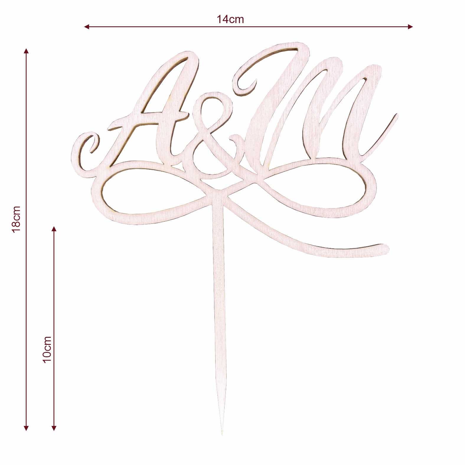 CAKE TOPPER Hochzeit Initialen personalisiert aus Holz - Tortendeko & Kuchendeko - FOTOFOL