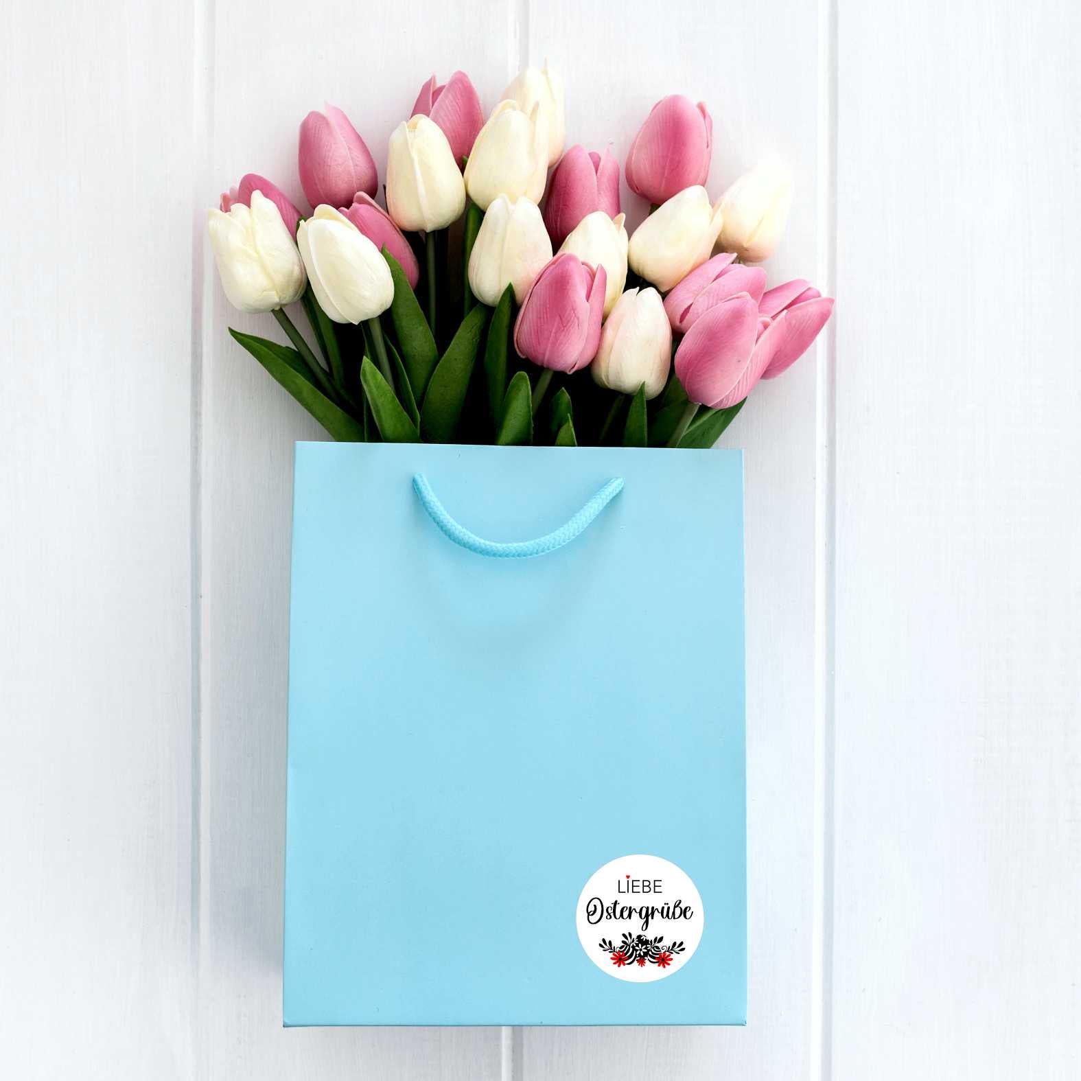 Personalisierte Aufkleber Frohe Ostern zum Basteln und Dekorieren -24 Stück - 4cm - FOTOFOL