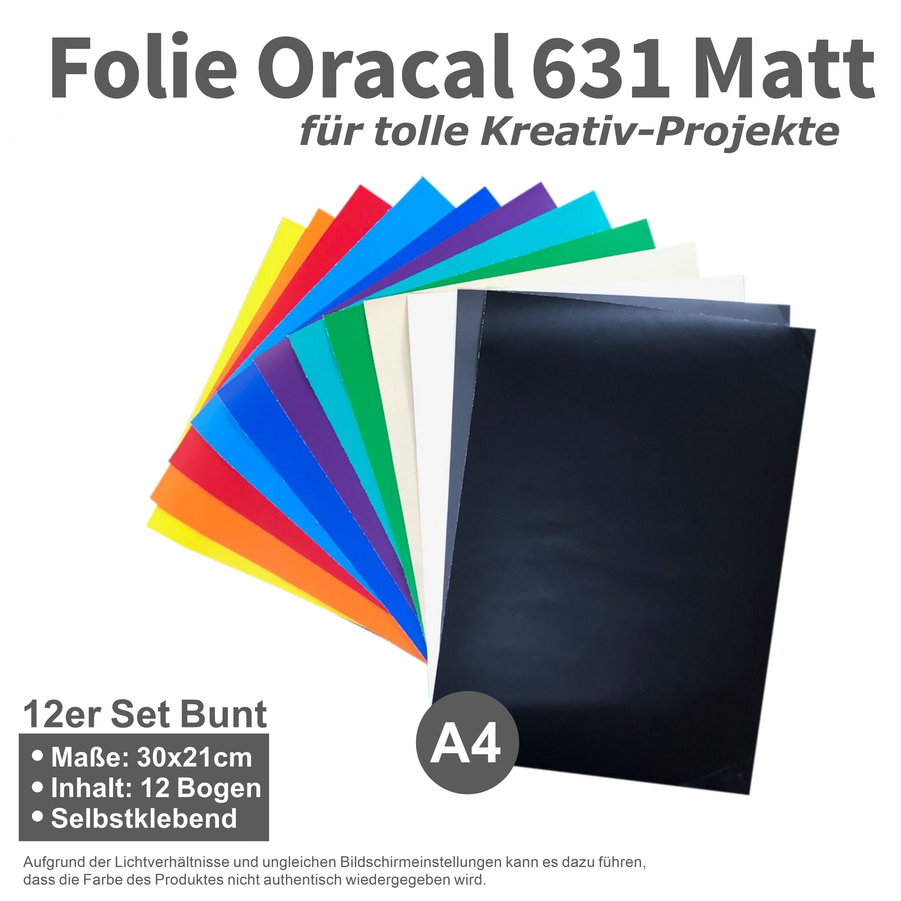 12 x DIN A4 Bogen 30x21cm Plotterfolie Silhouette von ORACAL 631 - FOTOFOL
