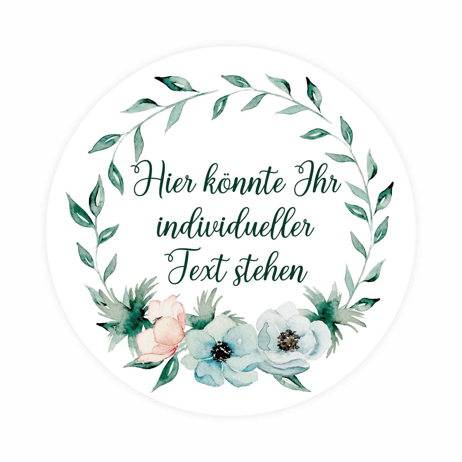 Personalisierte Aufkleber "Blumen" mit Wunschtext - 24 Stück - 4,5cm - FOTOFOL