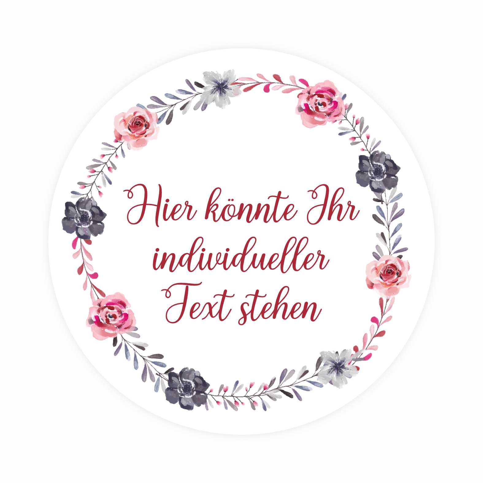 Personalisierte Aufkleber "Blumen" mit Wunschtext - 24 Stück - 4,5cm - FOTOFOL