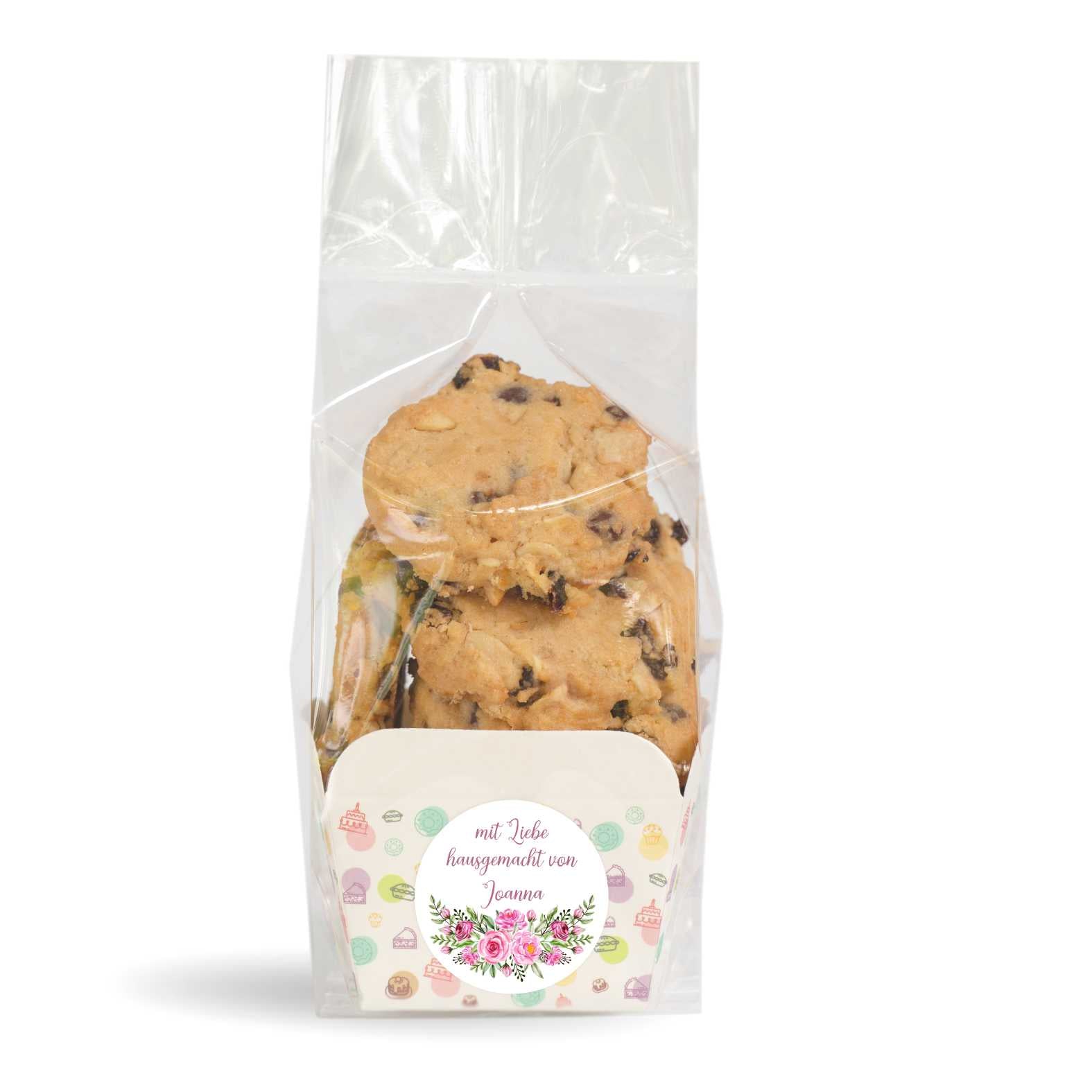 Personalisierte Aufkleber "Blumen" mit Wunschtext - 24 Stück - 4,5cm - FOTOFOL