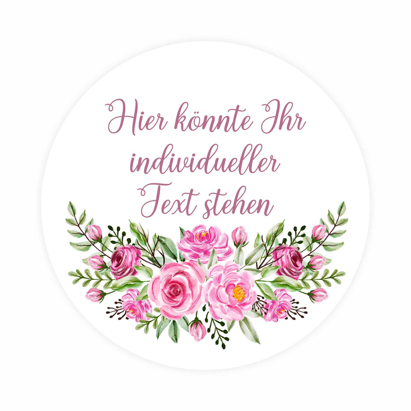 Personalisierte Aufkleber "Blumen" mit Wunschtext - 24 Stück - 4,5cm - FOTOFOL