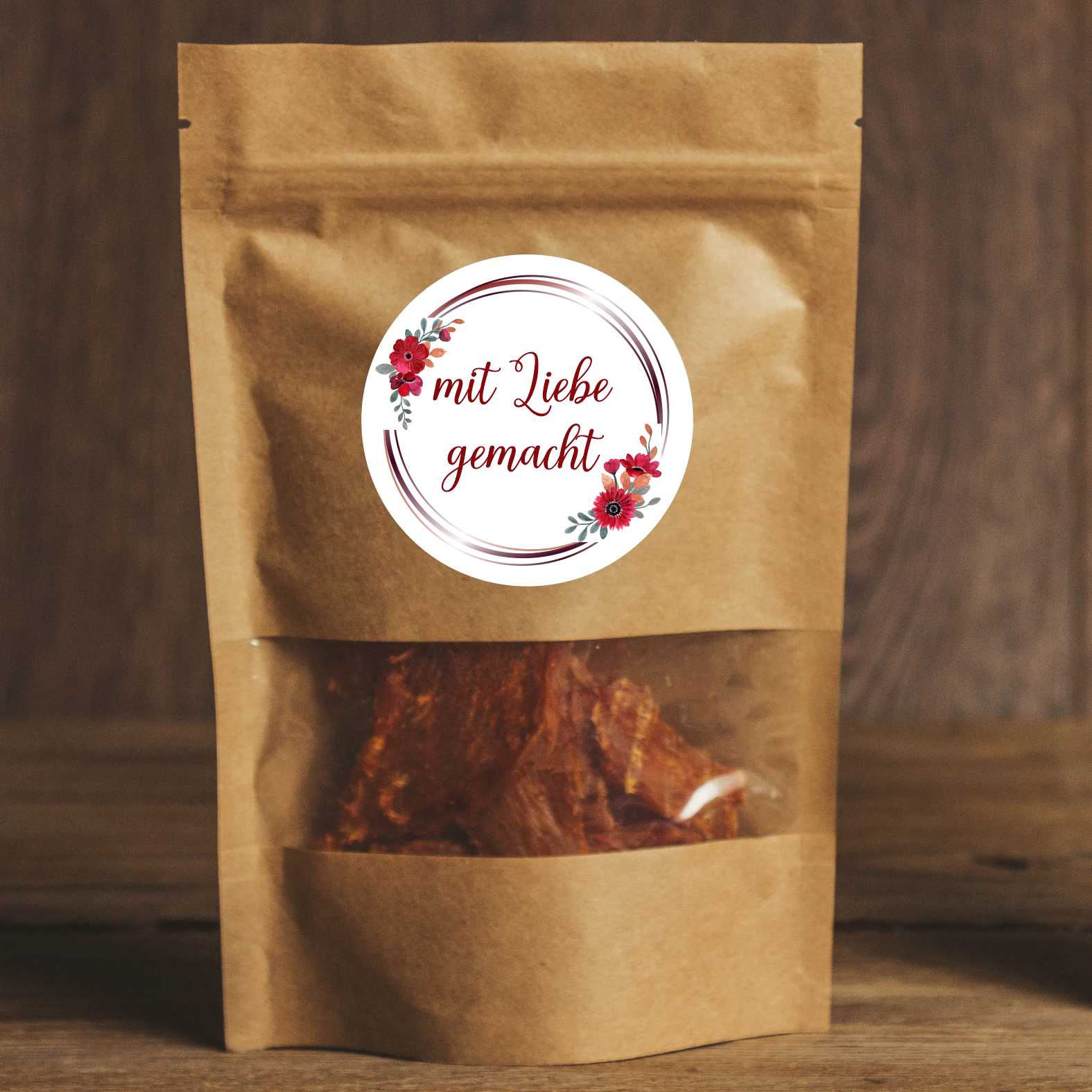 Personalisierte Aufkleber "Blumen" mit Wunschtext - 24 Stück - 4,5cm - FOTOFOL