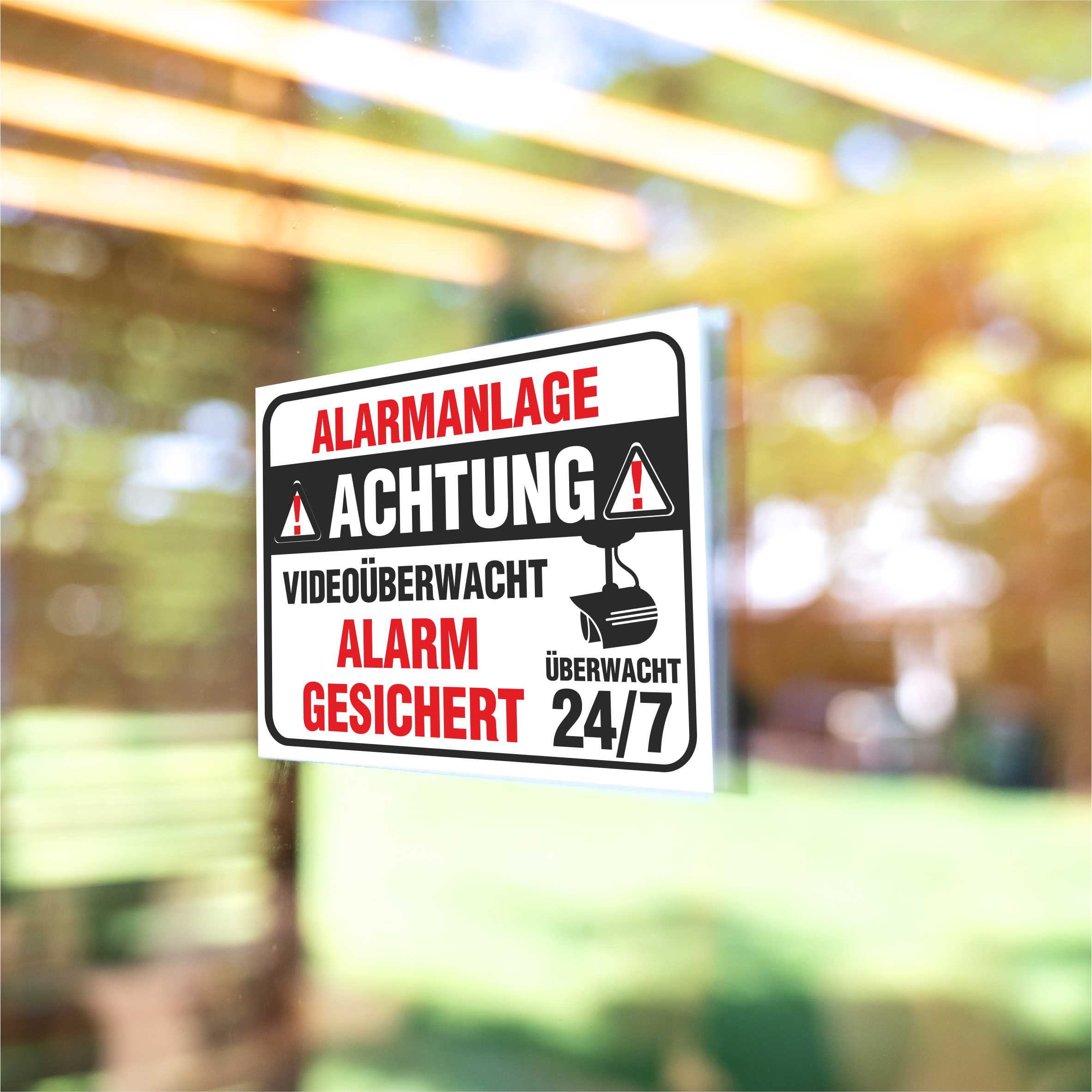 Aufkleber "Alarmgesichert Alarmanlage Videoüberwacht 24/7" - FOTOFOL