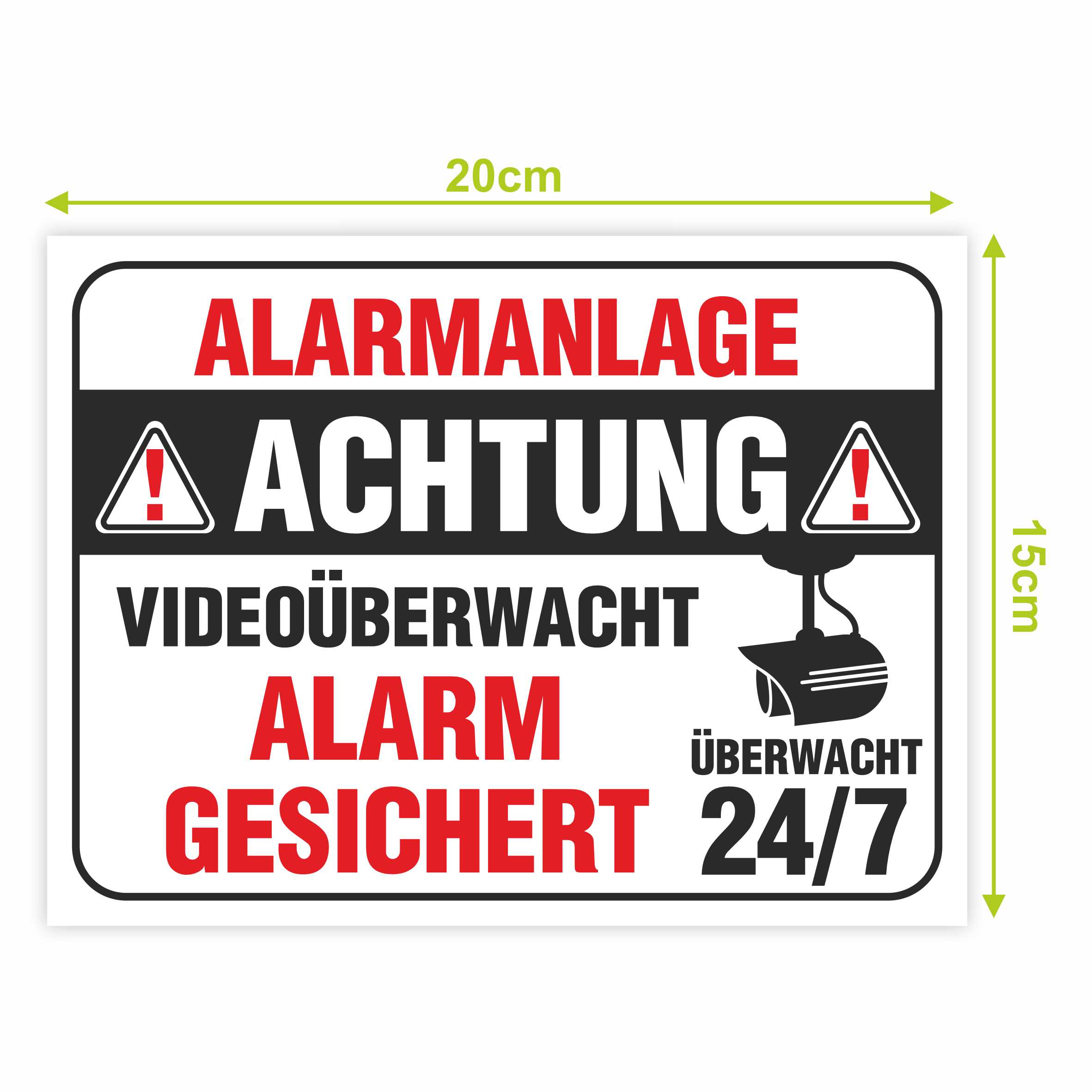 Aufkleber "Alarmgesichert Alarmanlage Videoüberwacht 24/7" - FOTOFOL