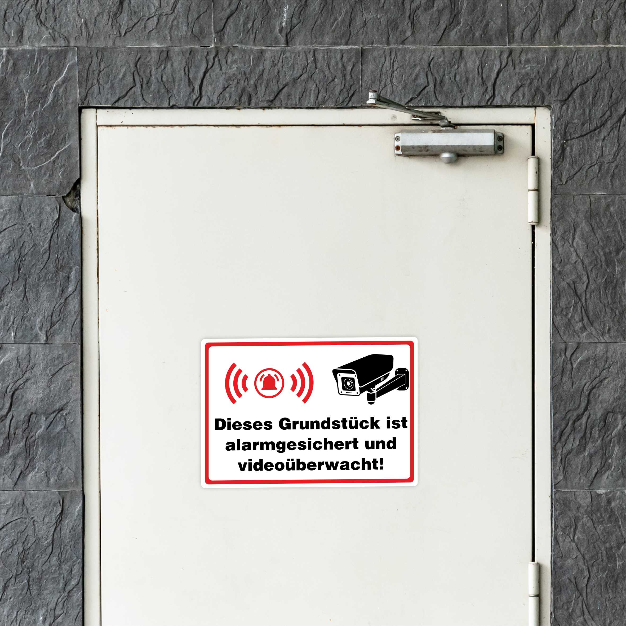 Aufkleber "Dieses Grundstück ist alarmgesichert und videoüberwacht!" - FOTOFOL