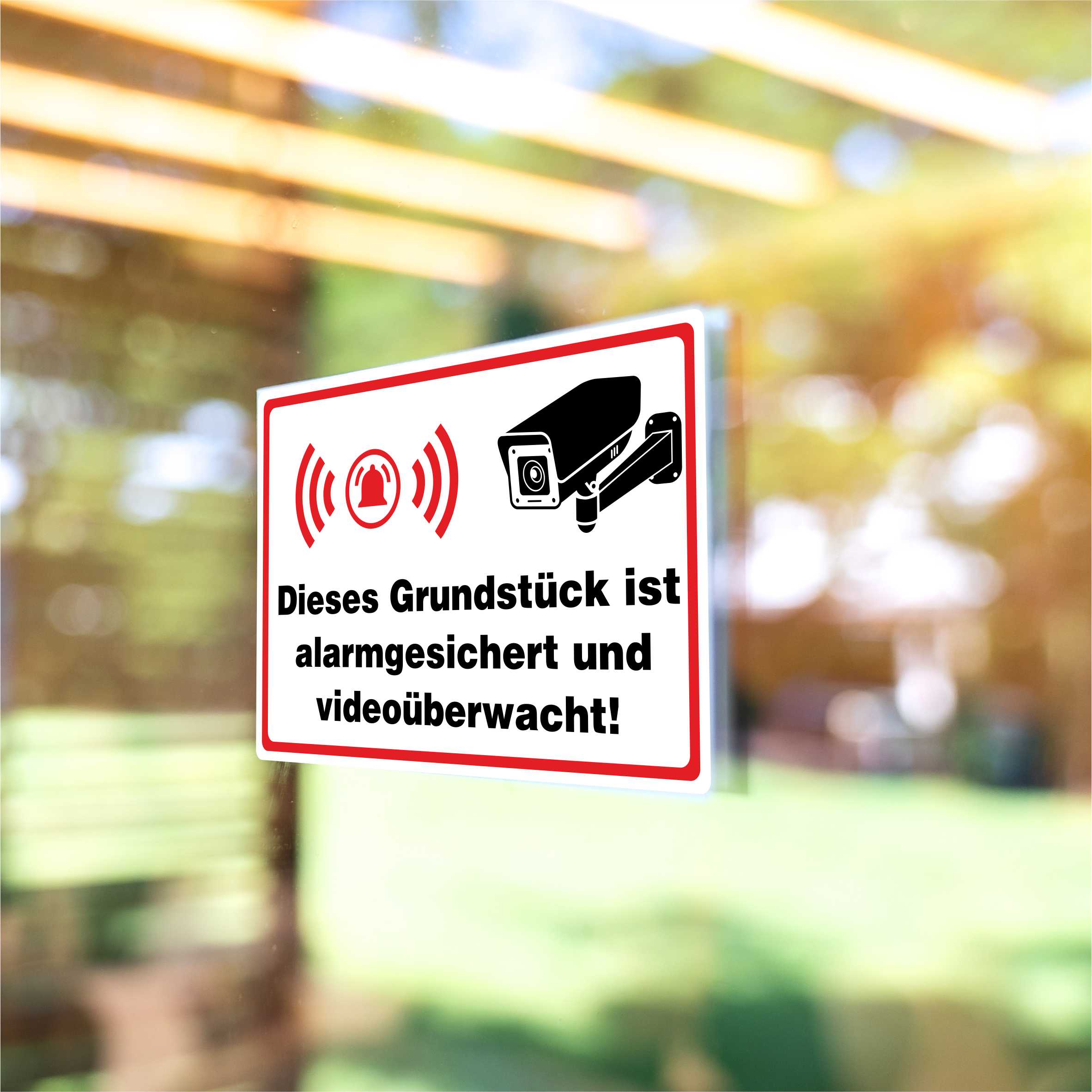 Aufkleber "Dieses Grundstück ist alarmgesichert und videoüberwacht!" - FOTOFOL