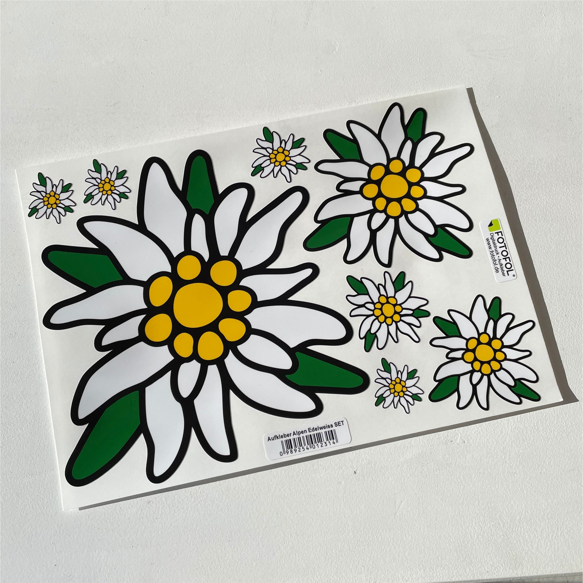 Aufkleber SET Alpen Edelweiss Bayern Auto Sticker- für Auto, Fahrzeuge, Roller, Moped, Motorrad-Helm, Fahrrad, Laptop, Smartphone - FOTOFOL