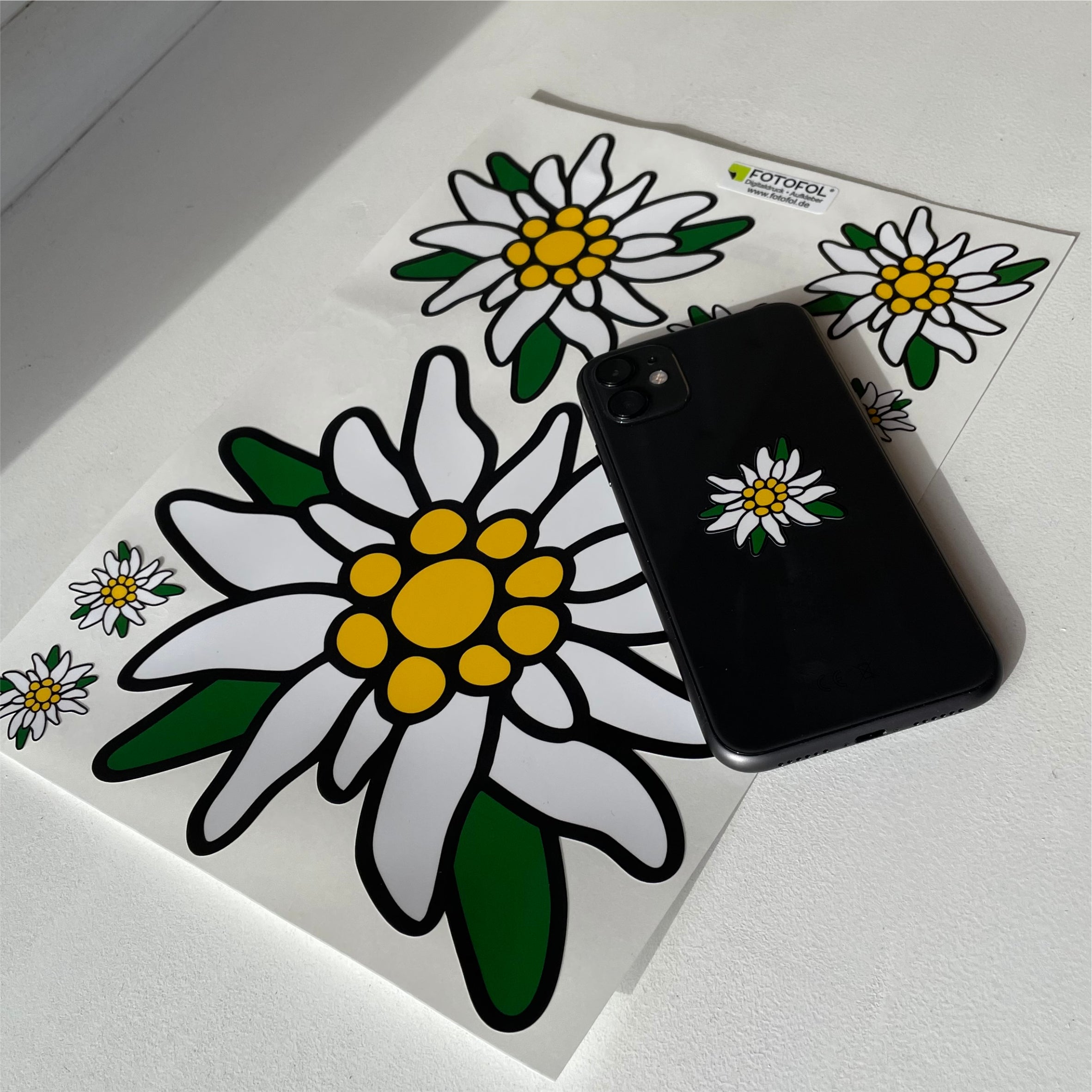 Aufkleber SET Alpen Edelweiss Bayern Auto Sticker- für Auto, Fahrzeuge, Roller, Moped, Motorrad-Helm, Fahrrad, Laptop, Smartphone - FOTOFOL