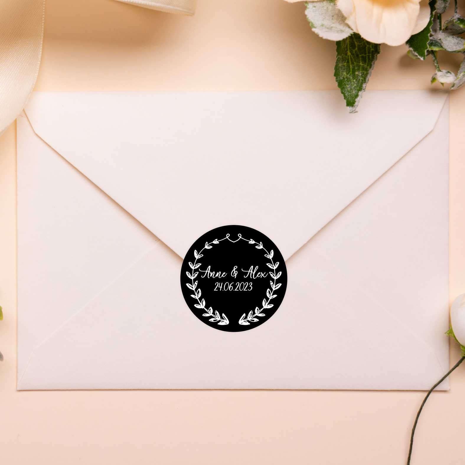 Personalisierte Aufkleber "Blumen" mit Wunschtext - 24 Stück - 4,5cm - FOTOFOL