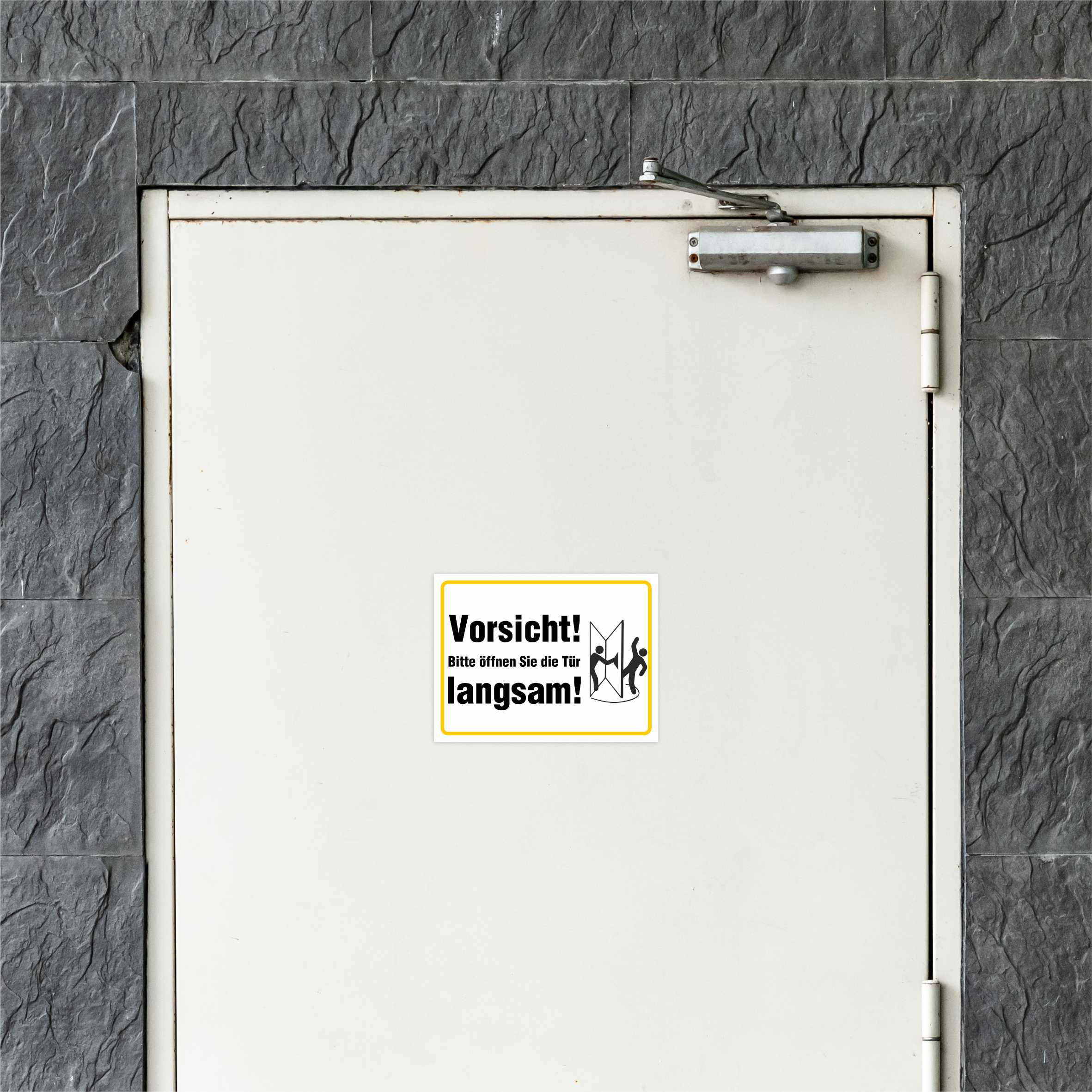 Aufkleber - "Vorsicht! Bitte öffnen Sie die Tür langsam" - FOTOFOL