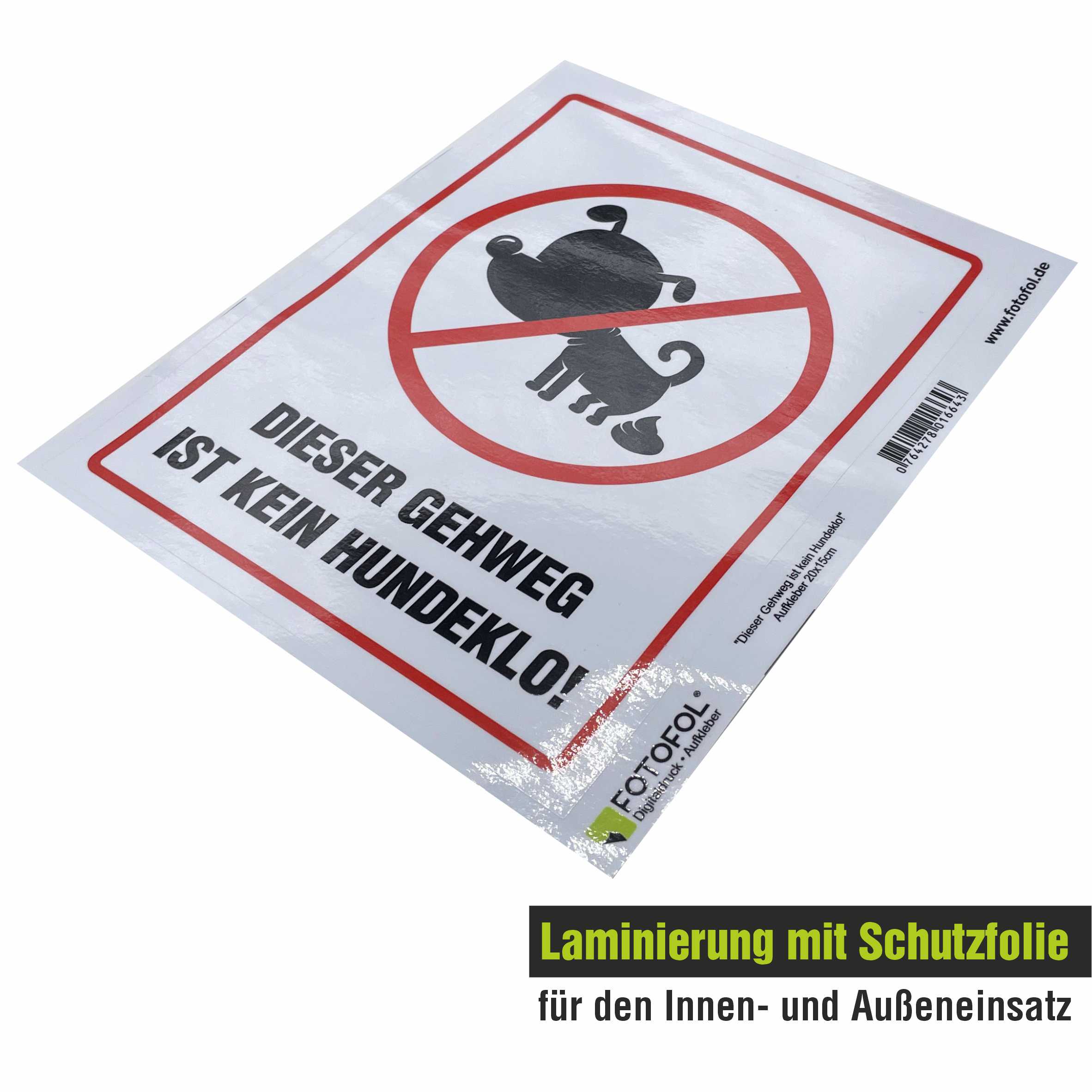 Aufkleber "Dieser Gehweg ist kein Hundeklo!" - FOTOFOL