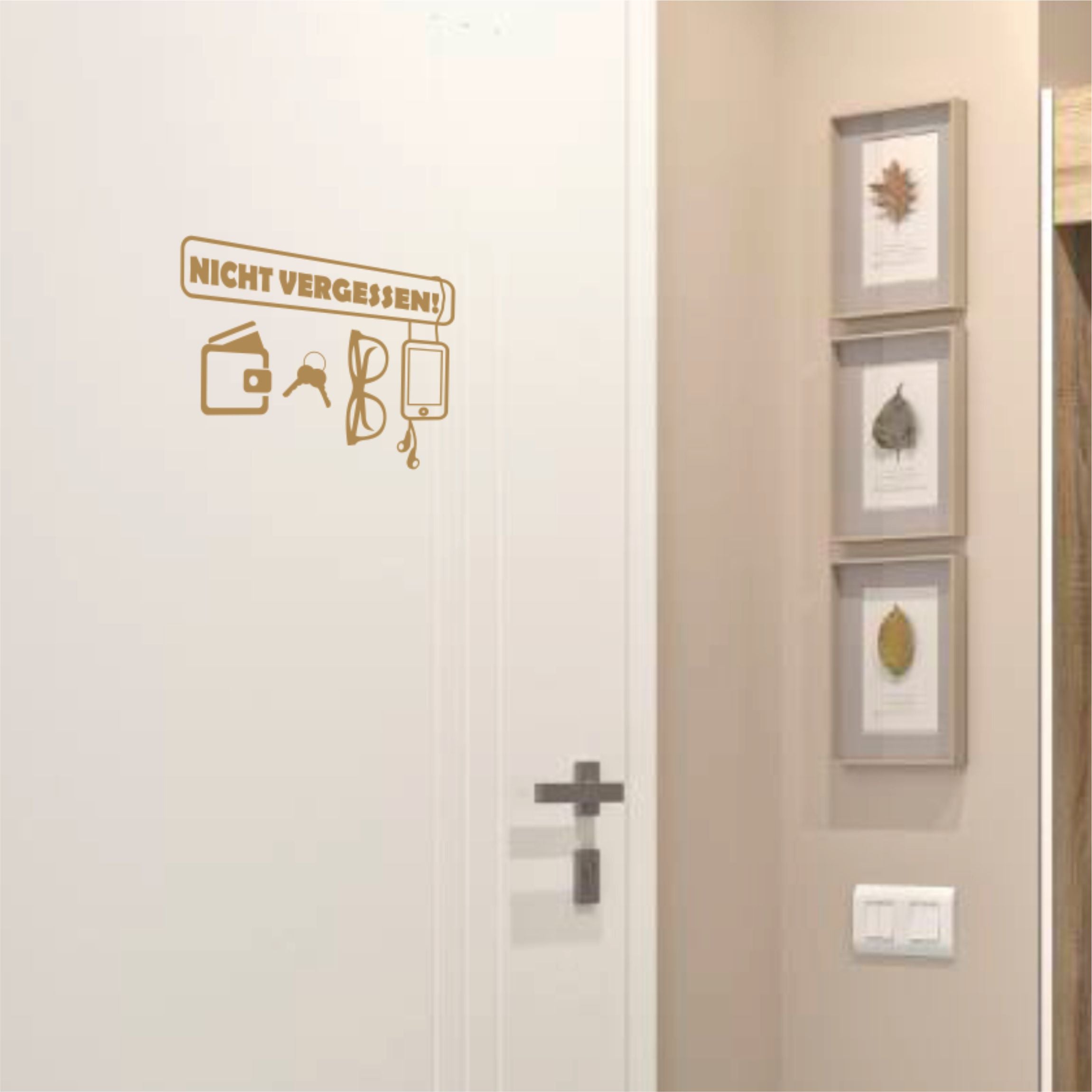 Aufkleber Wandtattoo Handy Brille Geldbeuten Schlüssel nicht vergessen - FOTOFOL