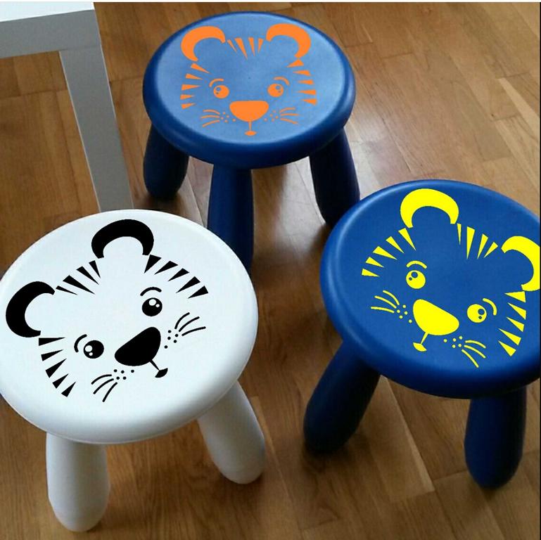 Aufkleber Sticker Tiger passt für IKEA ANTILOP MAMMUT Kinderstuhl Hocker Kinder - FOTOFOL