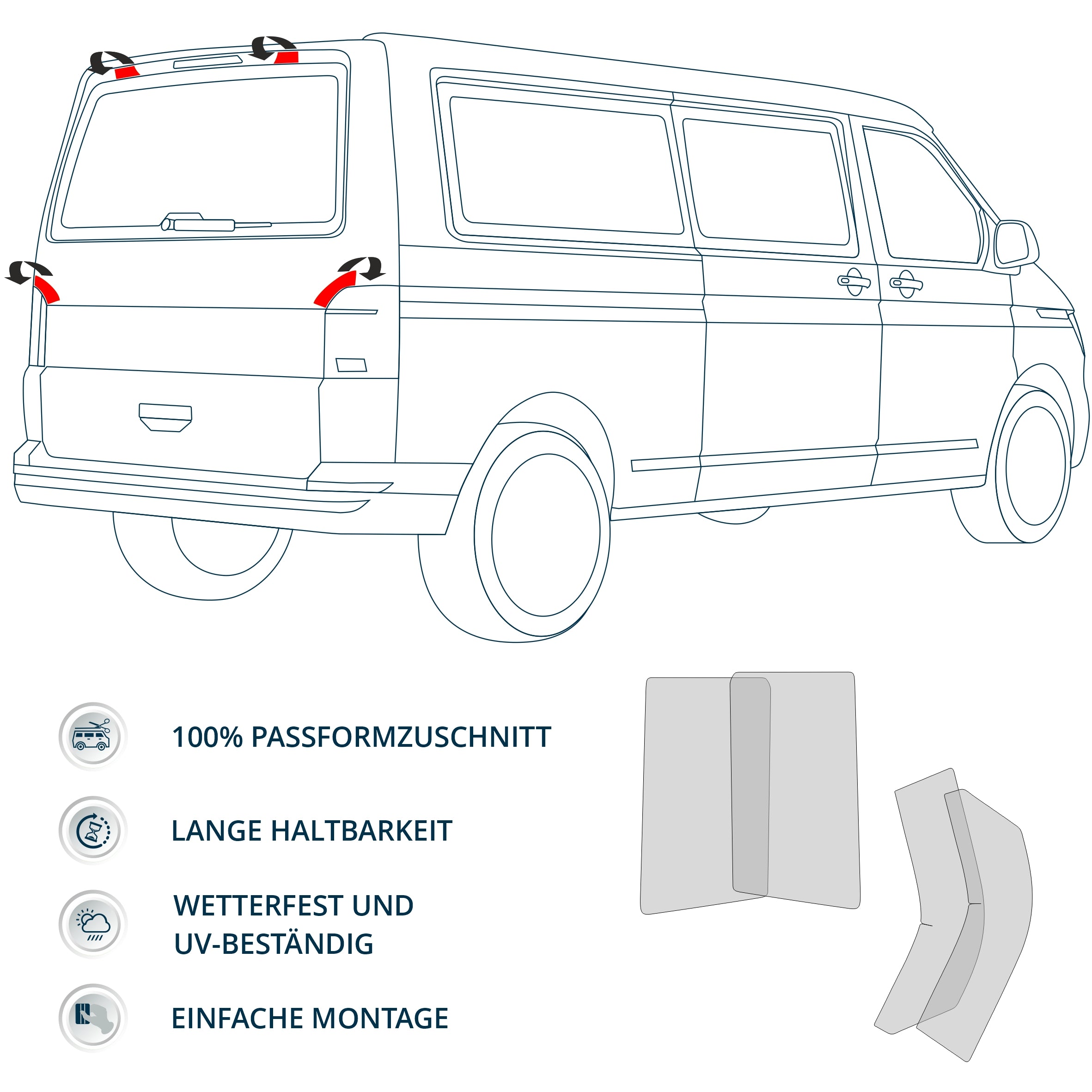 Schutzfolie Auto set für Fahrradheckträger passend für VW T5 T6 T6.1 California Beach Coast Ocean Bulli - FOTOFOL