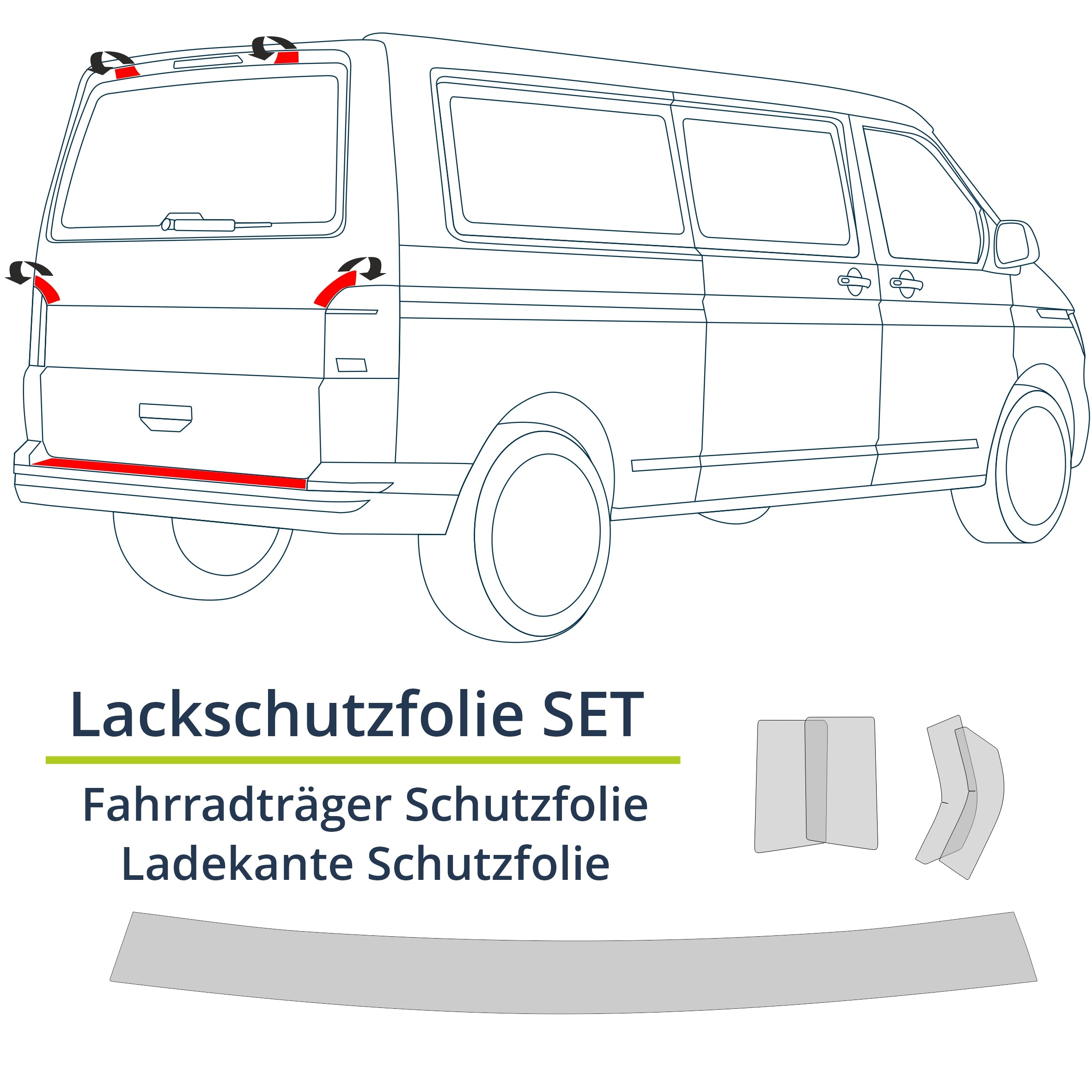 Schutzfolie Auto Fahrradträger Radträger Heckträger + Ladekante passend für VW Bus Multivan T6 - FOTOFOL