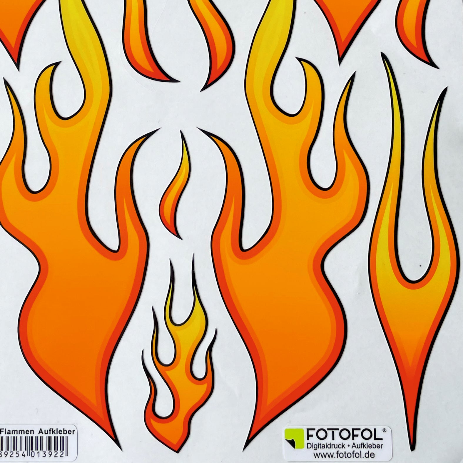 Feuer Flammen Aufkleber Set - für Auto, Fahrzeuge, Roller, Moped, Motorrad-Helm, Fahrrad, Laptop, Smartphone, Bobby Car - FOTOFOL