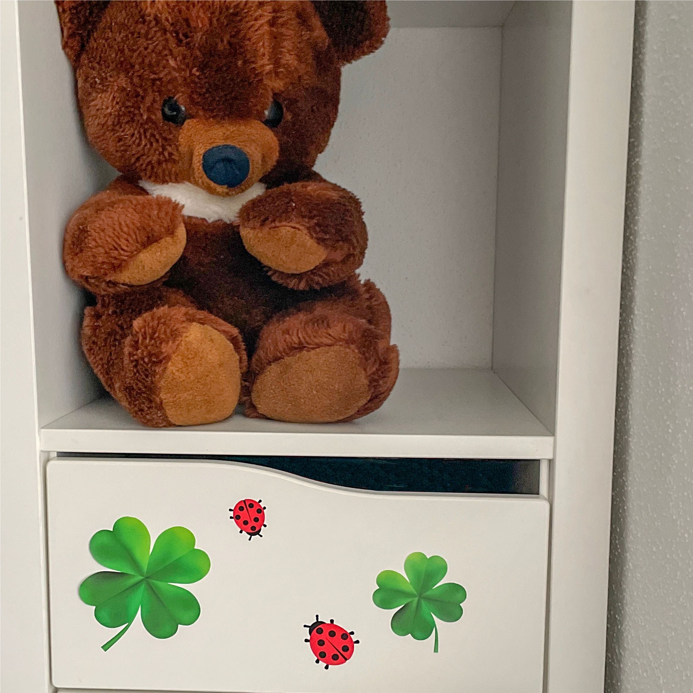 Glücksklee mit Marienkäfern Aufkleber Set - Aufkleber selbstklebend zum Basteln, Dekorieren und Verzieren - FOTOFOL