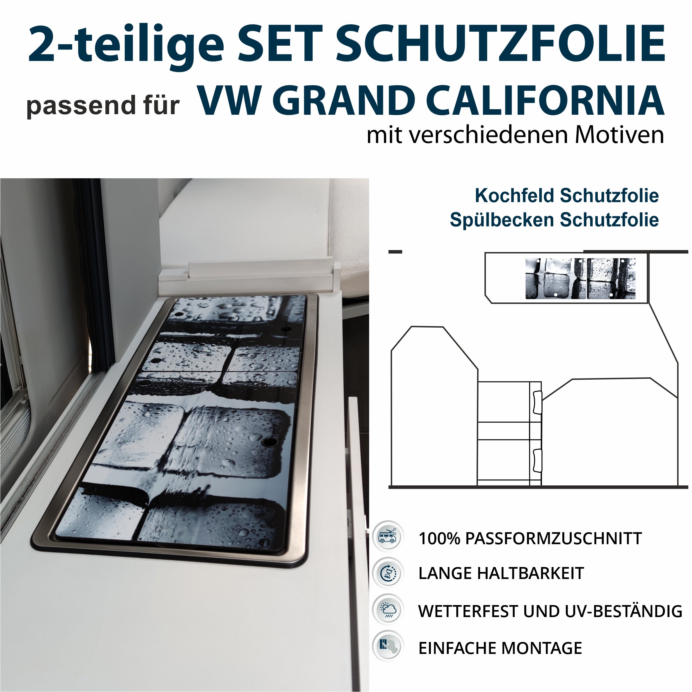 Schutzfolien Auto Set passend für VW Grand California - Transparent oder mit Motiven - FOTOFOL