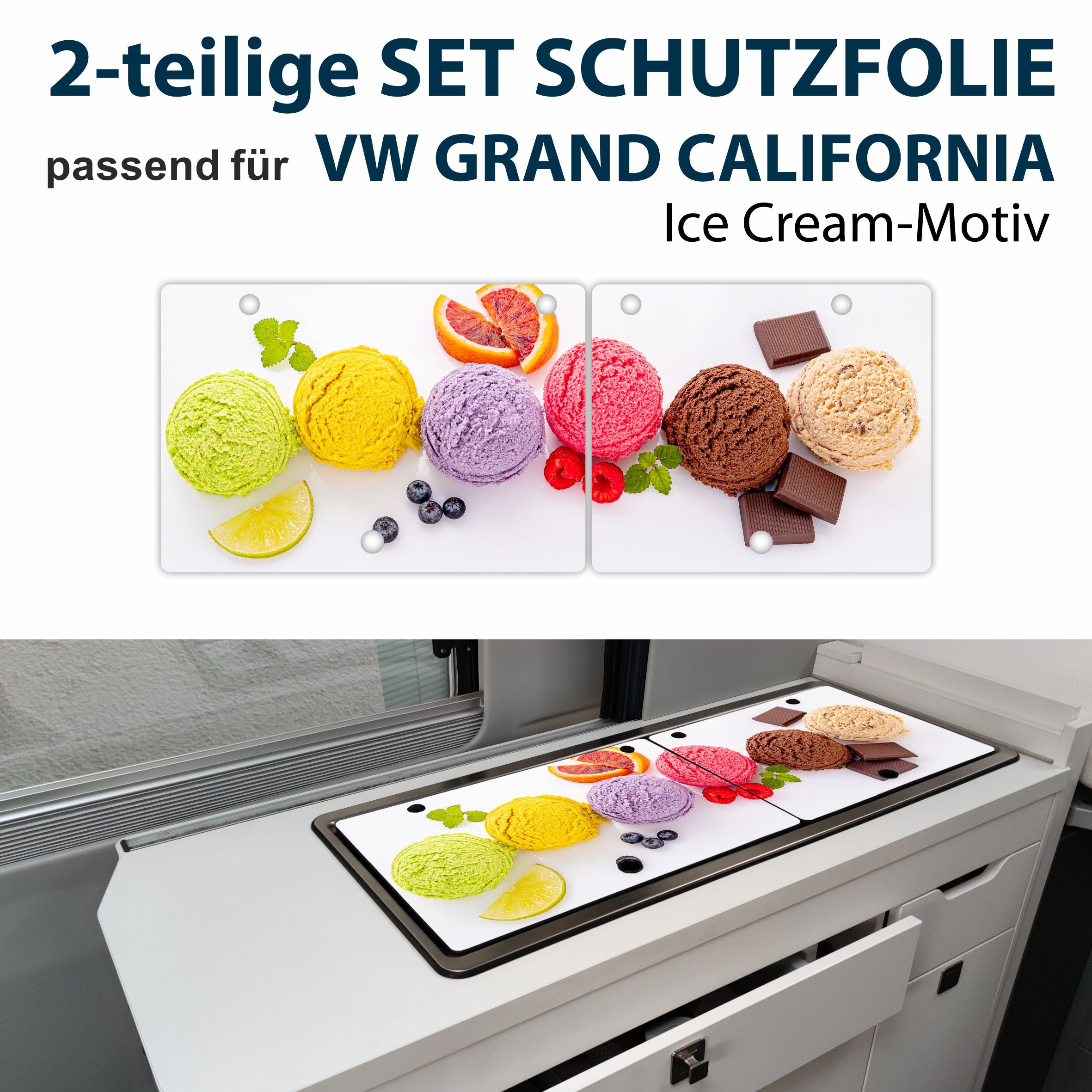 Schutzfolien Auto Set passend für VW Grand California - Transparent oder mit Motiven - FOTOFOL