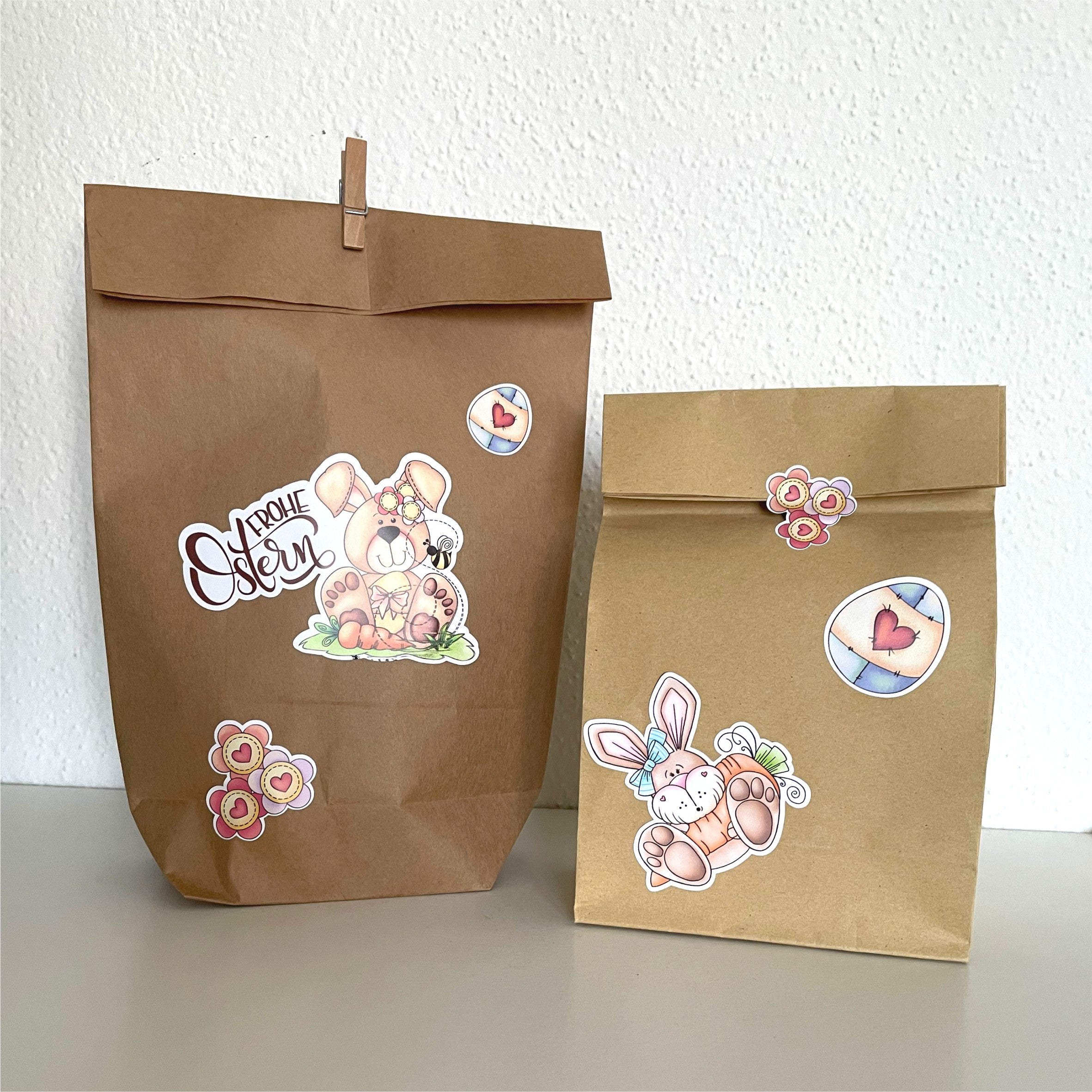 Hasen Ostern Aufkleber Set - Tischkarten, Verpackung, Ostergeschenke- zum Basteln - FOTOFOL