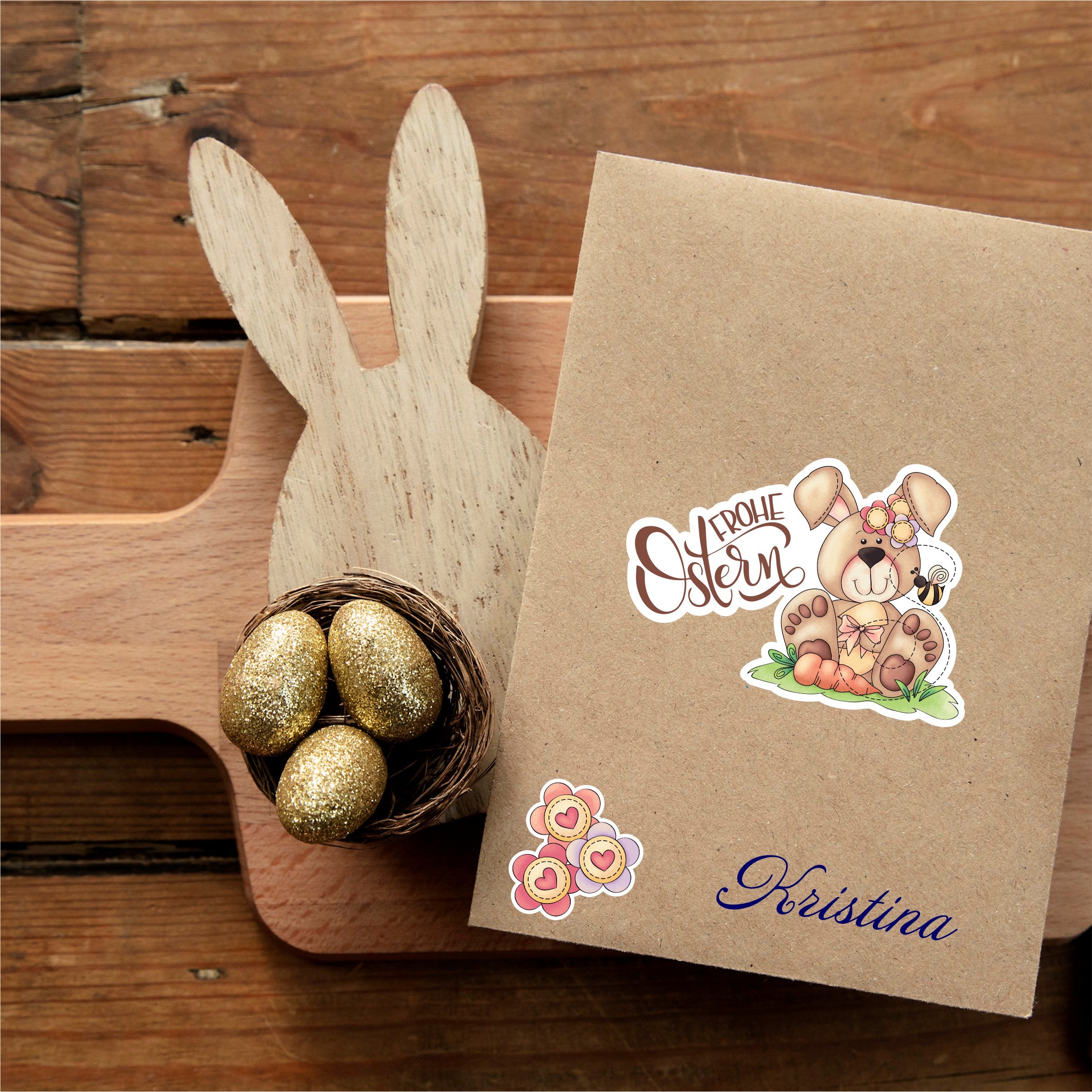 Hasen Ostern Aufkleber Set - Tischkarten, Verpackung, Ostergeschenke- zum Basteln - FOTOFOL