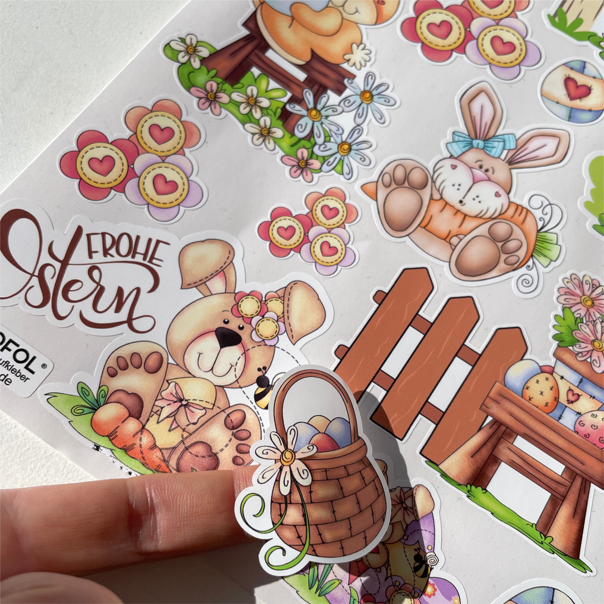 Hasen Ostern Aufkleber Set - Tischkarten, Verpackung, Ostergeschenke- zum Basteln - FOTOFOL