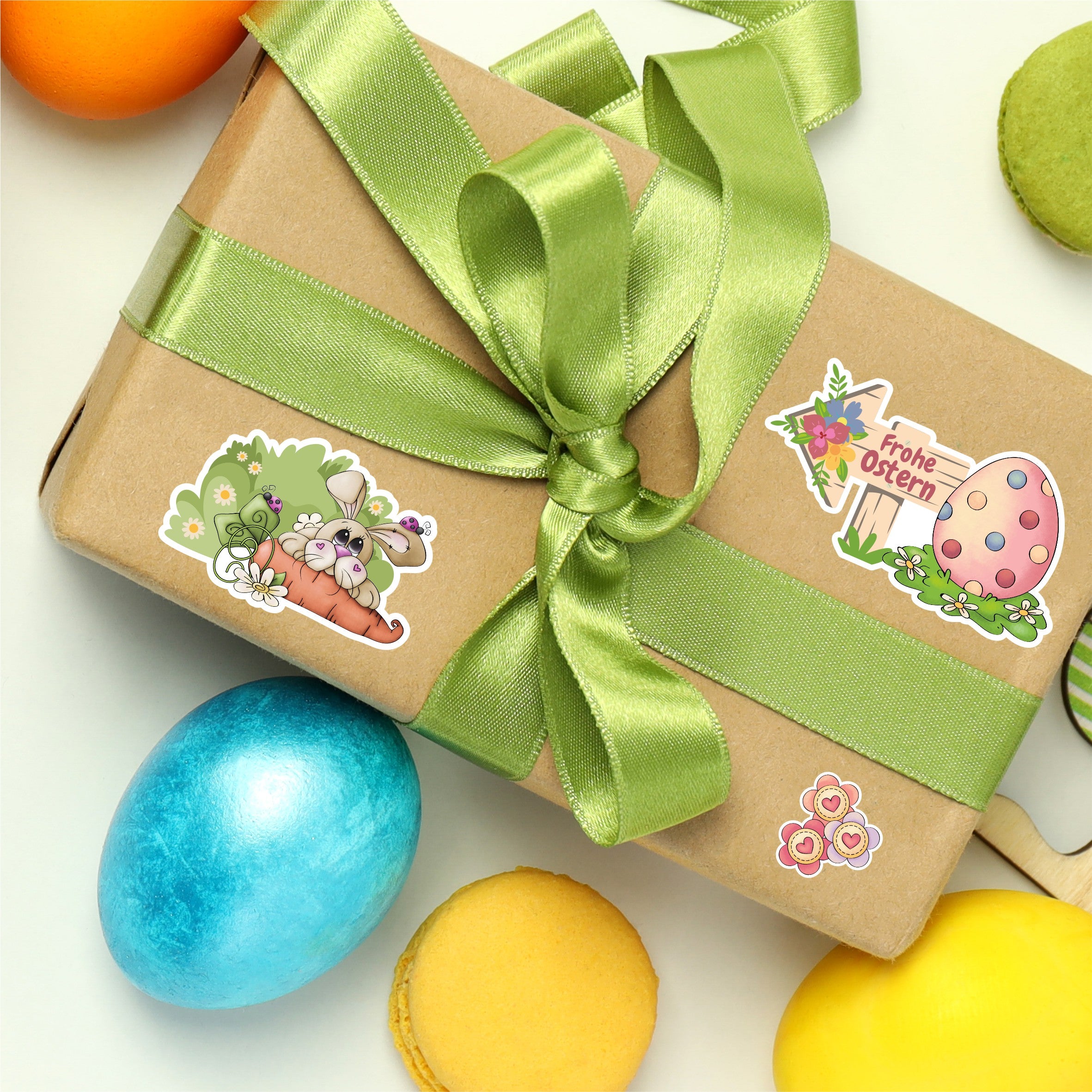 Hasen Ostern Aufkleber Set - Tischkarten, Verpackung, Ostergeschenke- zum Basteln - FOTOFOL