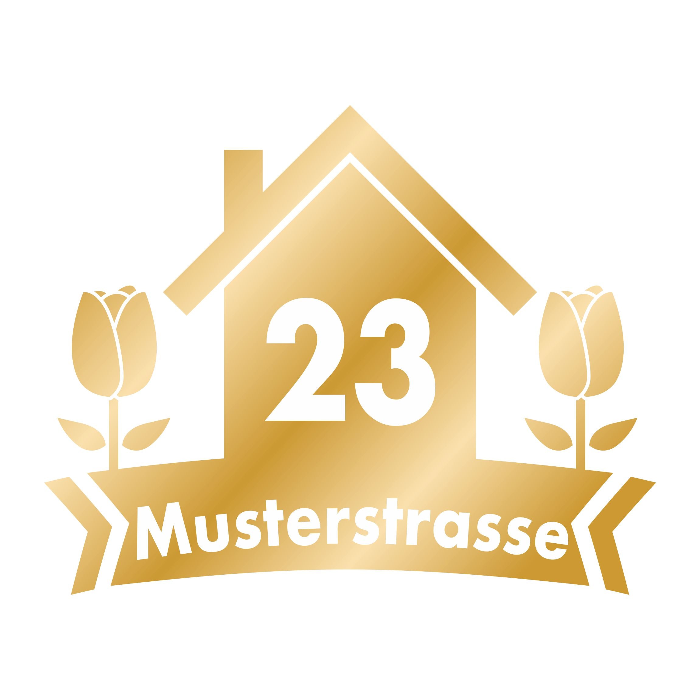 Mülltonne Aufkleber personalisierbar mit Hausnummer und Strasse - Haus Blumen - FOTOFOL