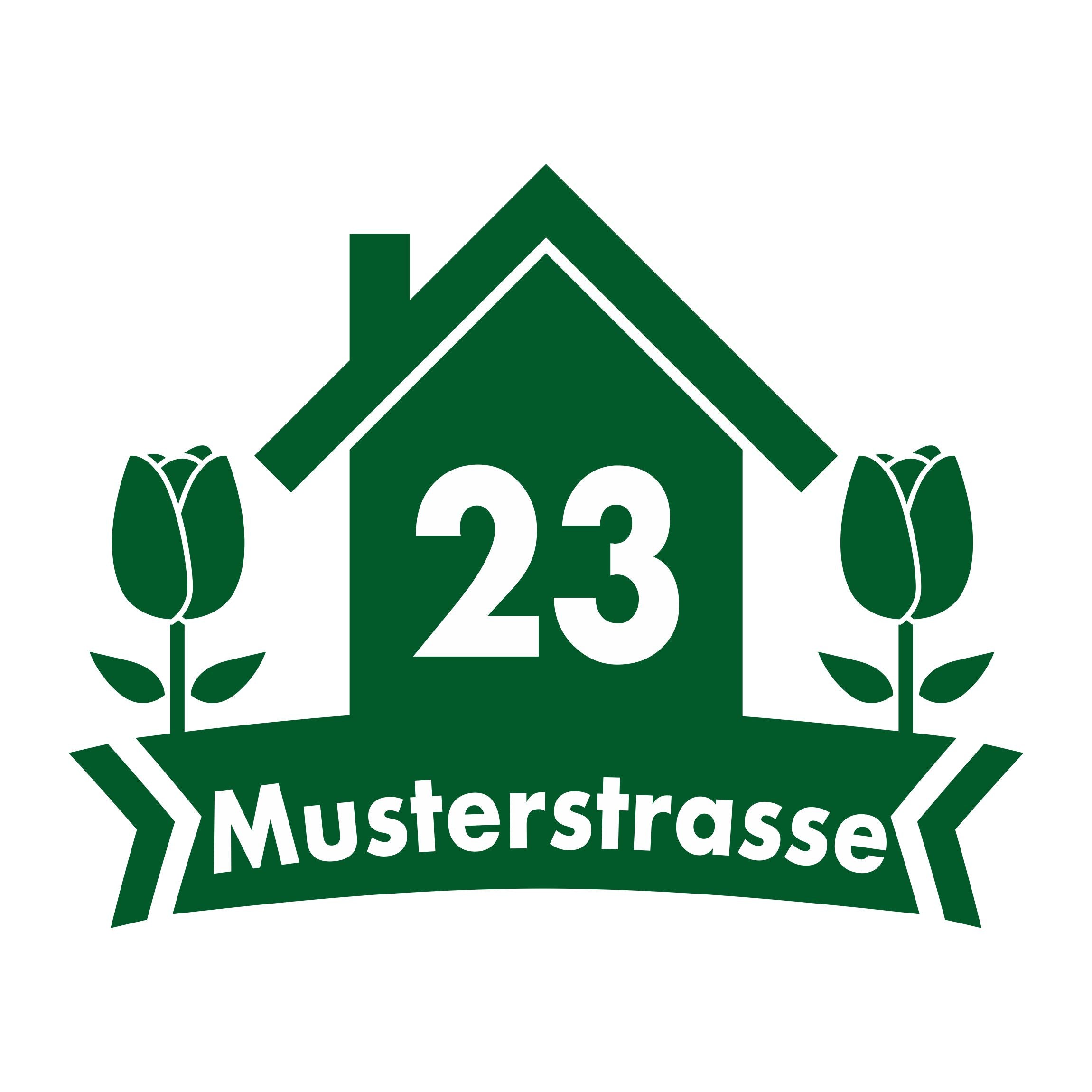 Mülltonne Aufkleber personalisierbar mit Hausnummer und Strasse - Haus Blumen - FOTOFOL