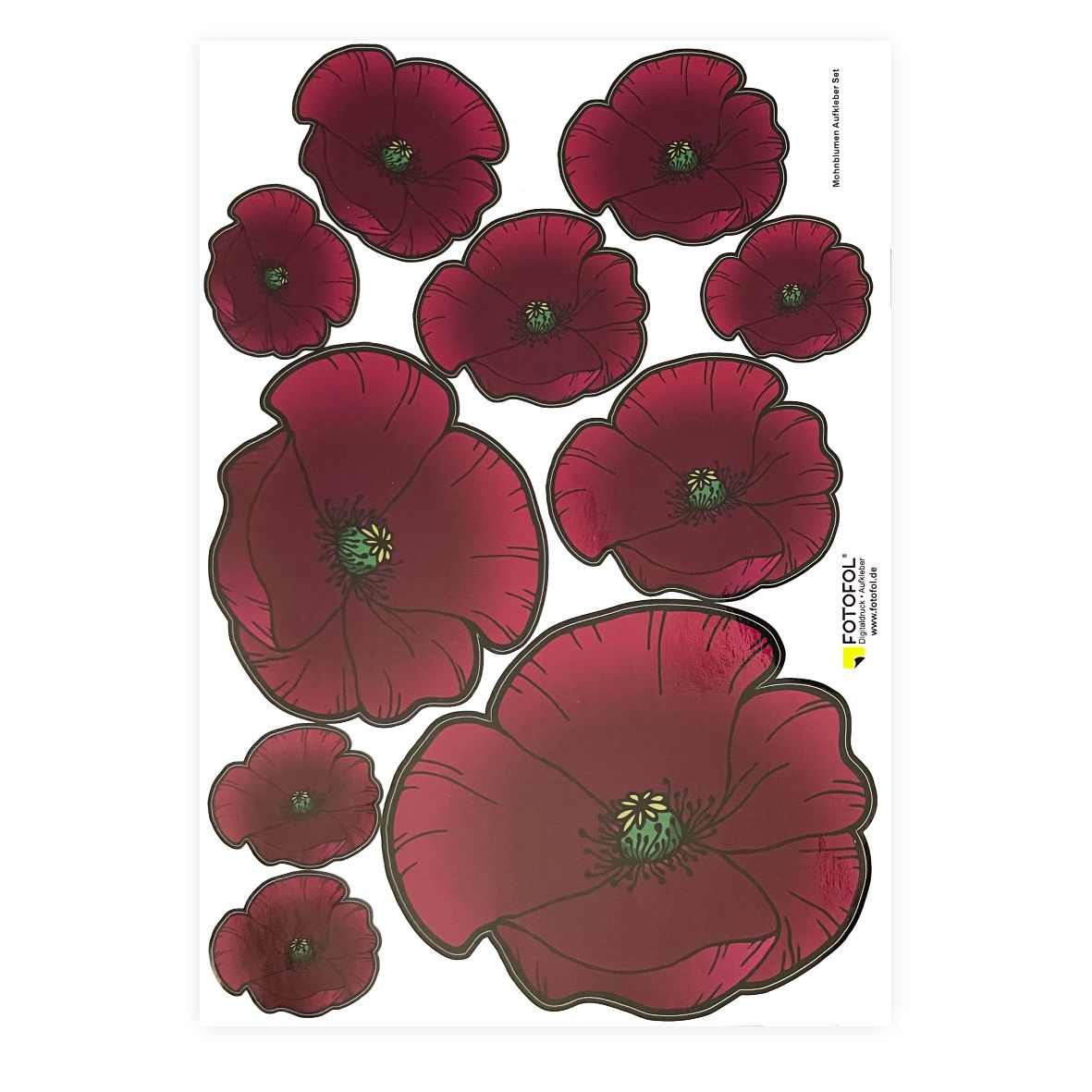 Mohnblumen Aufkleber Set - FOTOFOL