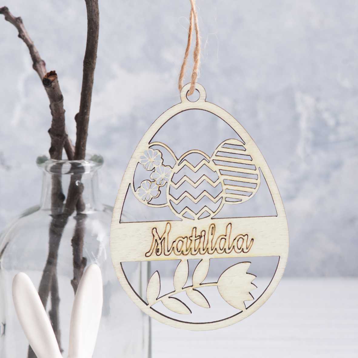 Osterschmuck - Anhänger Ostereier mit Wunschnamen - Ostern Ei personalisiert - FOTOFOL