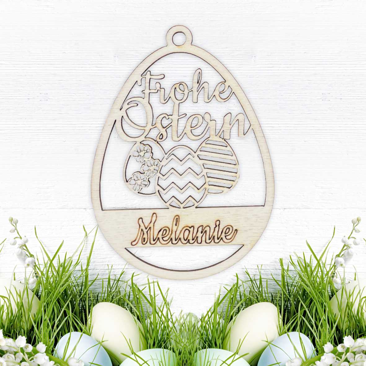 Osterschmuck - Anhänger Ostereier mit Wunschnamen - Ostern Ei personalisiert - FOTOFOL