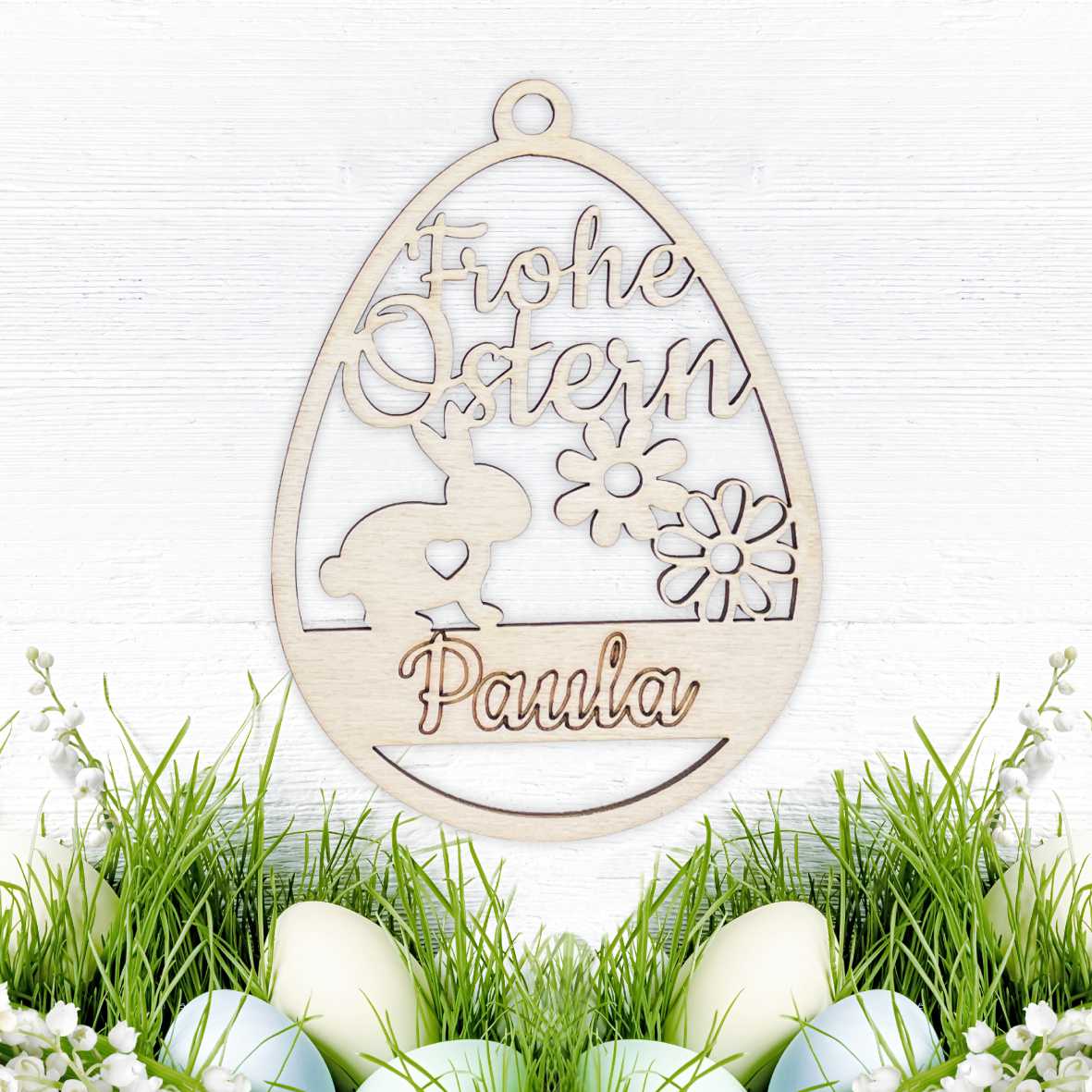 Osterschmuck - Anhänger Ostereier mit Wunschnamen - Ostern Ei personalisiert - FOTOFOL